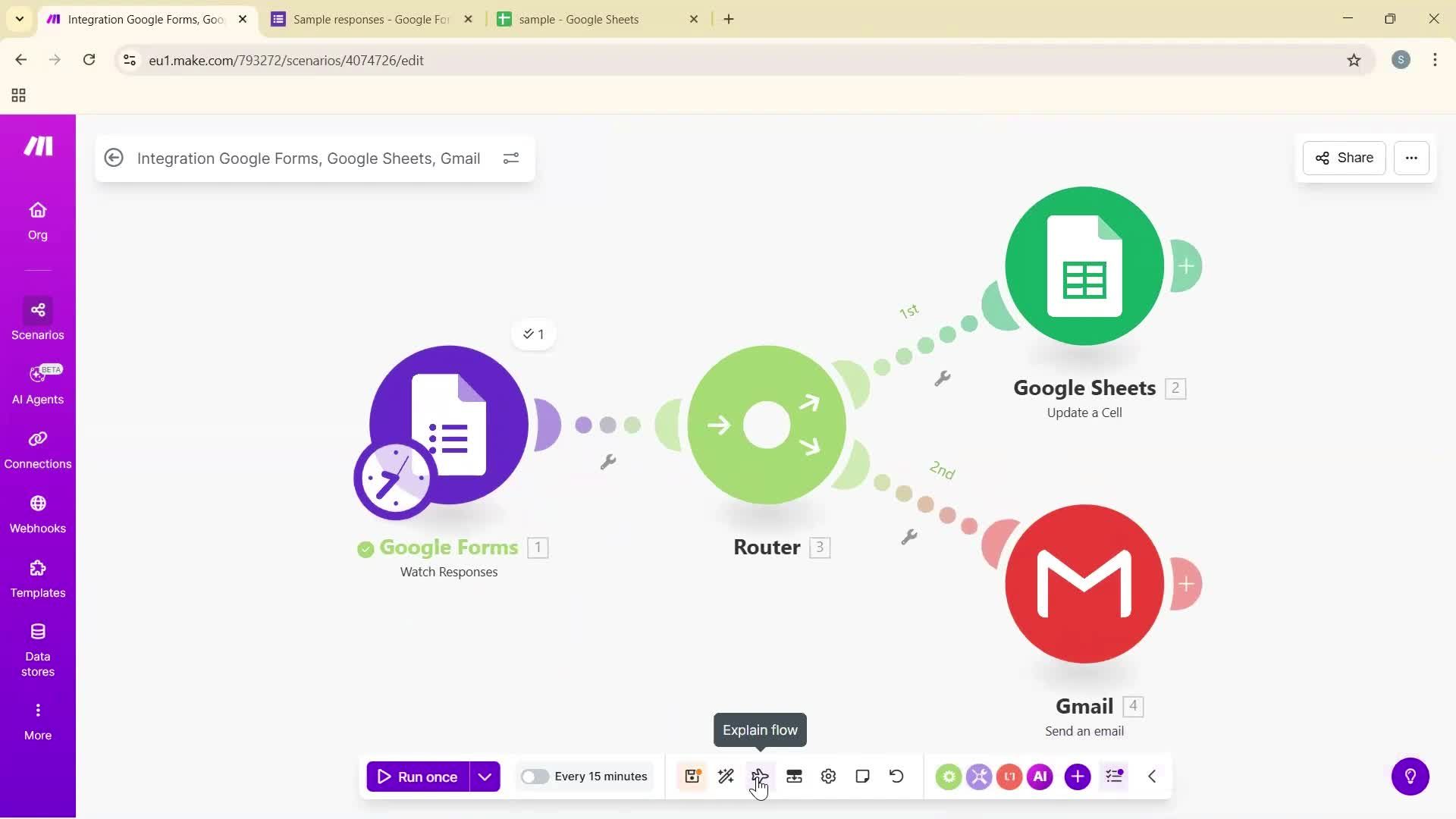 Creating an automation workflow screenshot