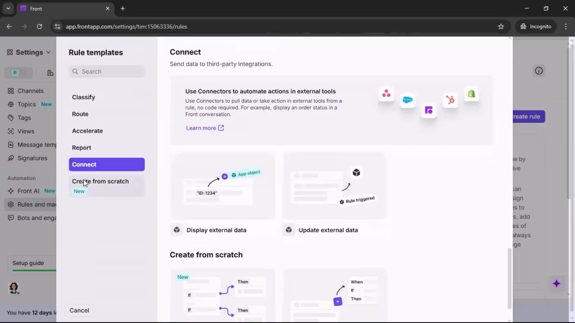 Creating an automation workflow screenshot