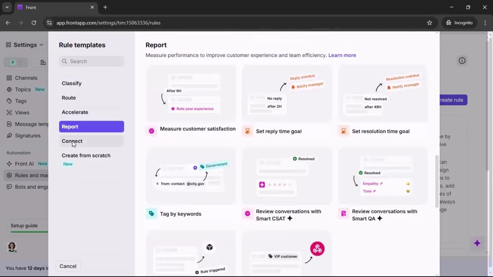 Creating an automation workflow screenshot