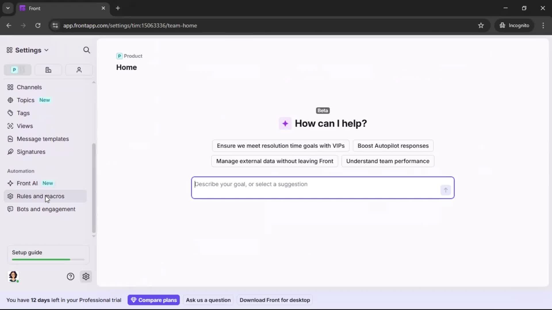Creating an automation workflow screenshot