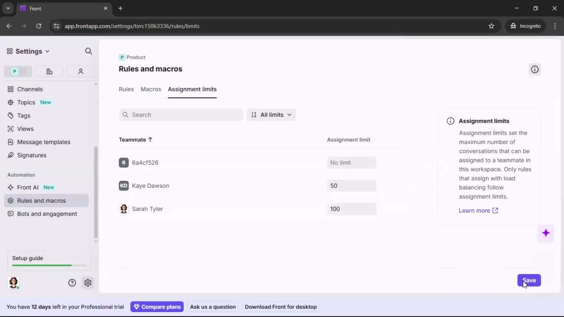Creating an automation workflow screenshot
