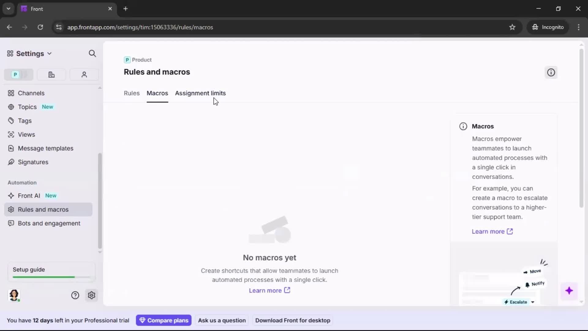 Creating an automation workflow screenshot