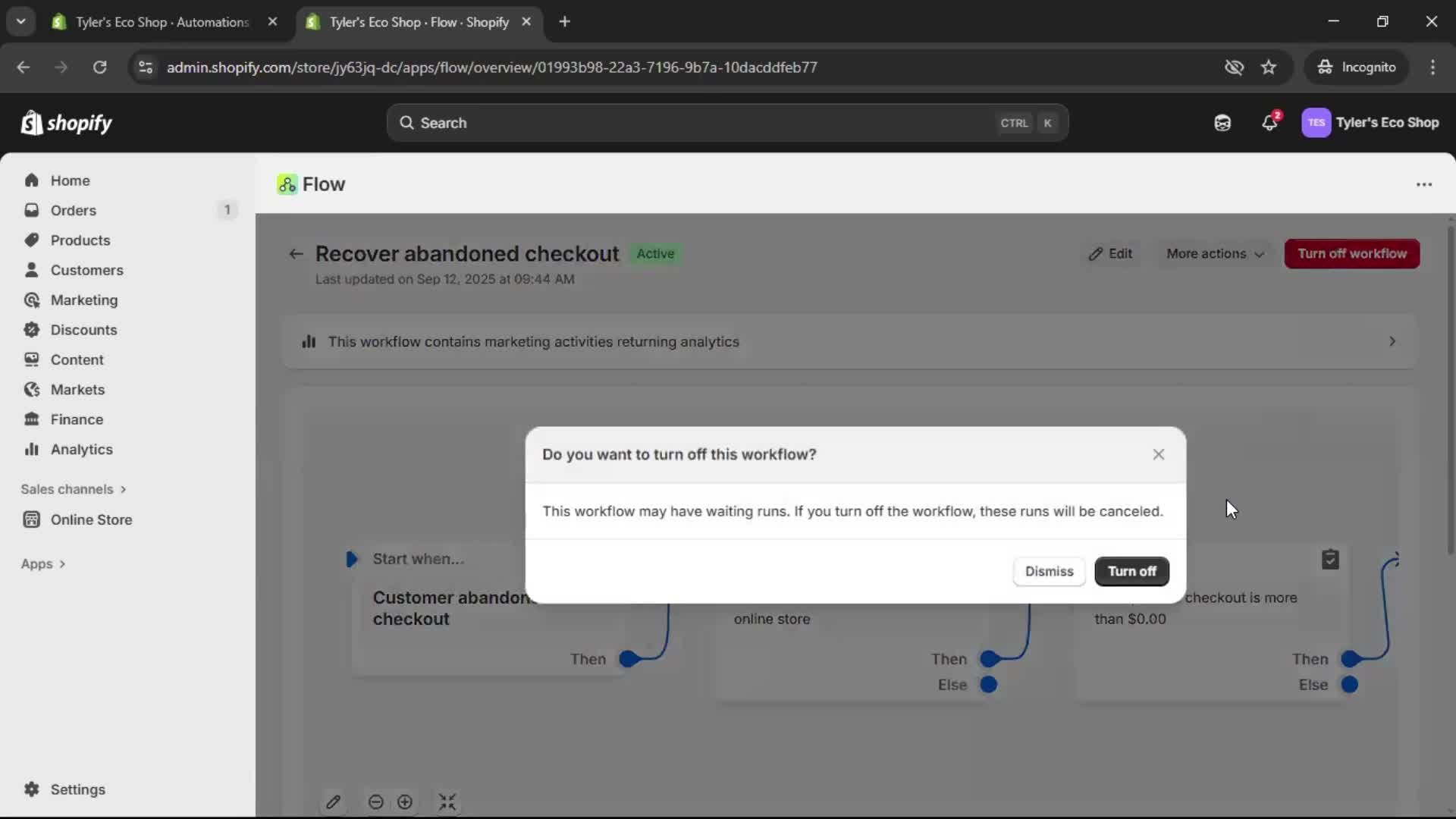 Creating an automation workflow screenshot