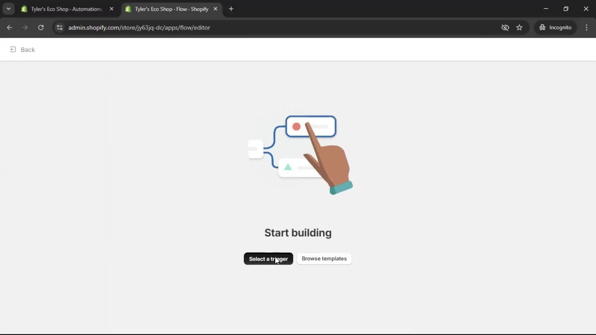 Creating an automation workflow screenshot