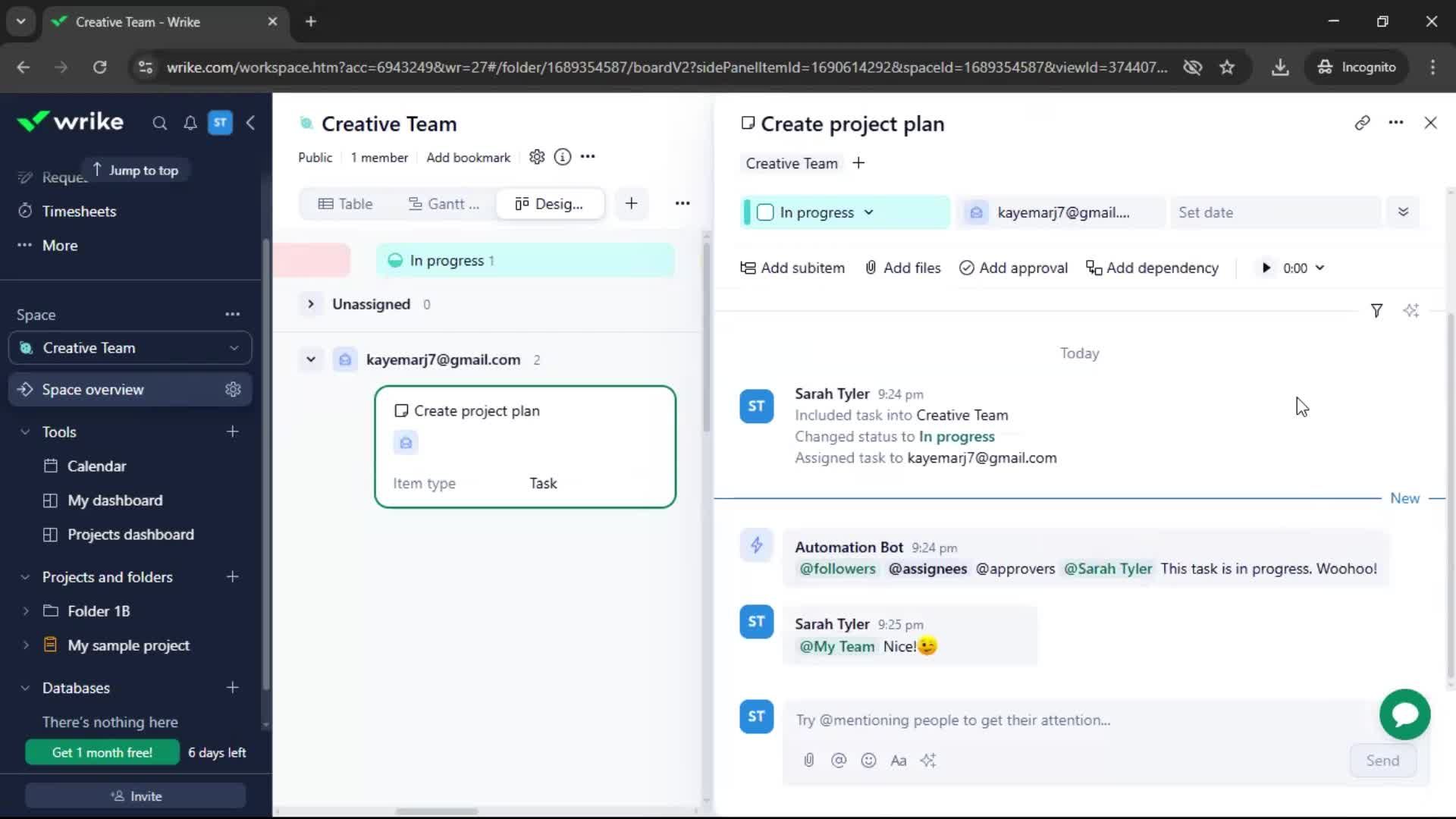Creating an automation workflow screenshot