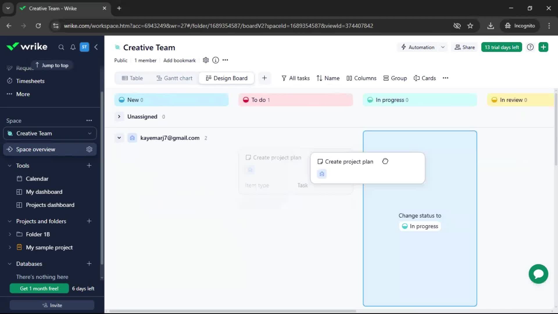 Creating an automation workflow screenshot