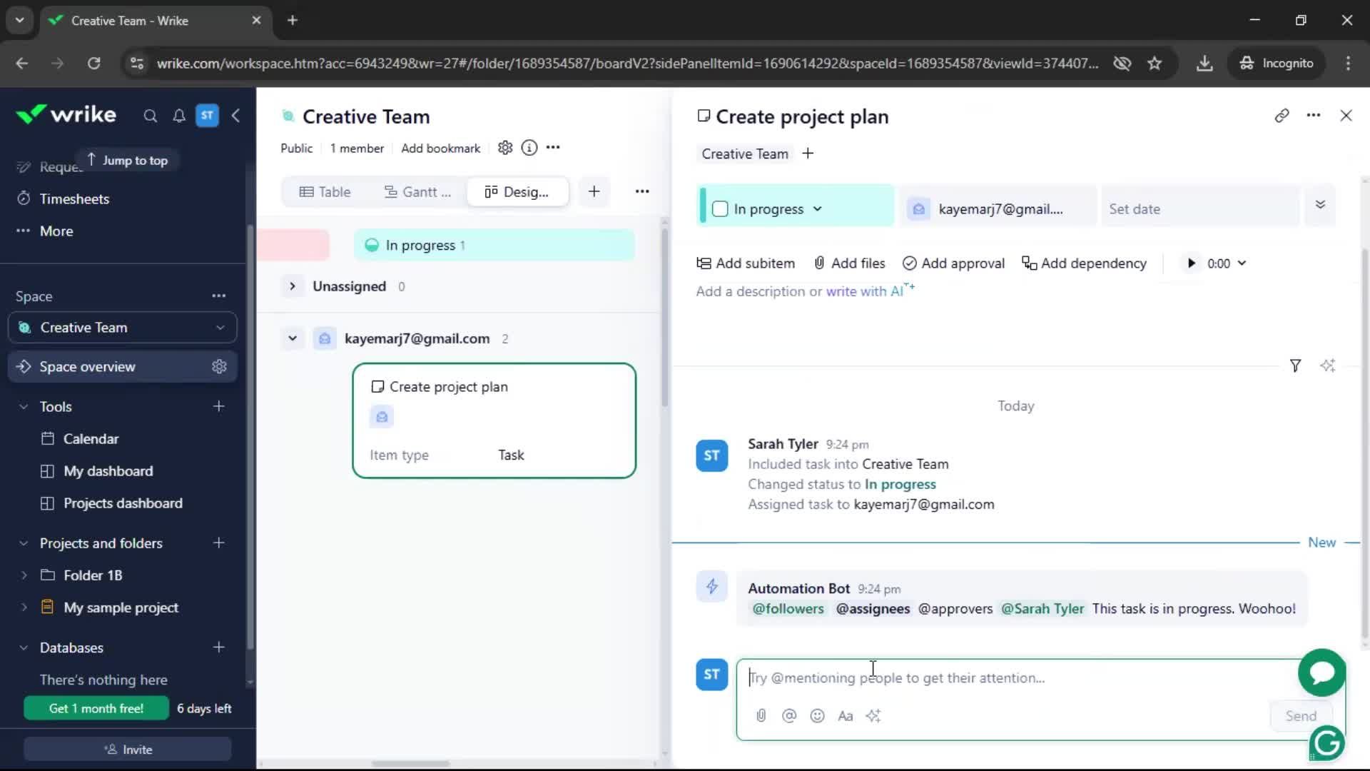 Creating an automation workflow screenshot