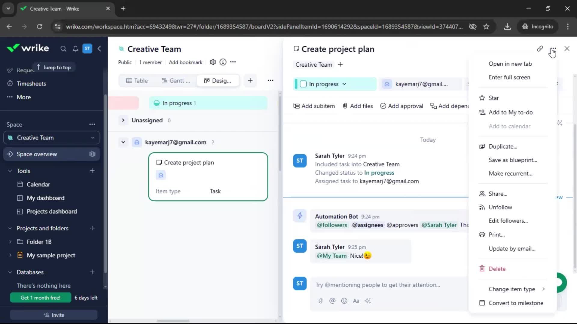 Creating an automation workflow screenshot