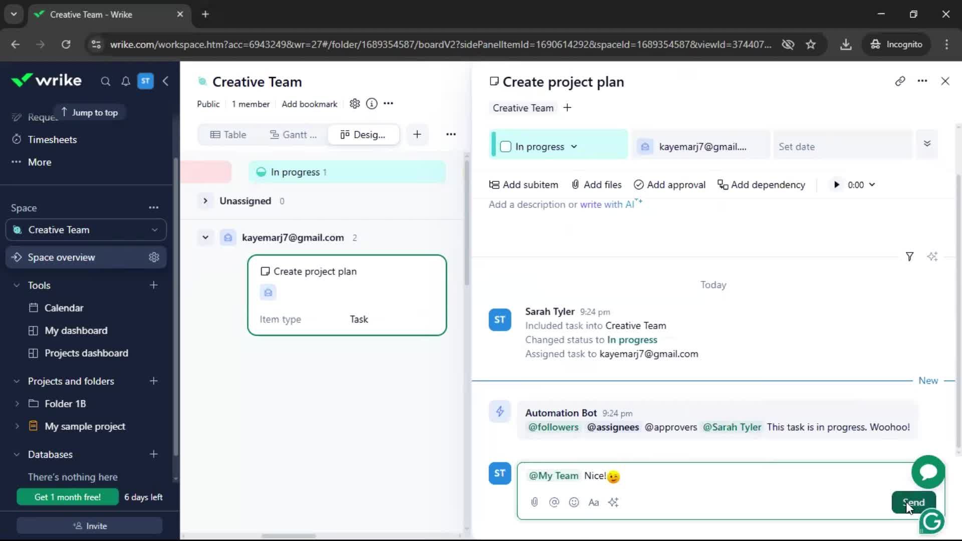 Creating an automation workflow screenshot