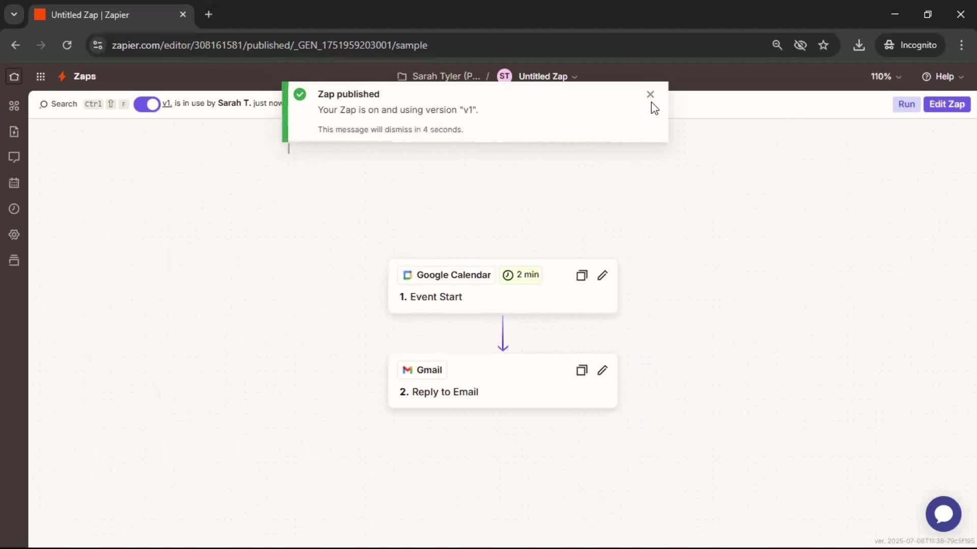 Creating an automation workflow screenshot