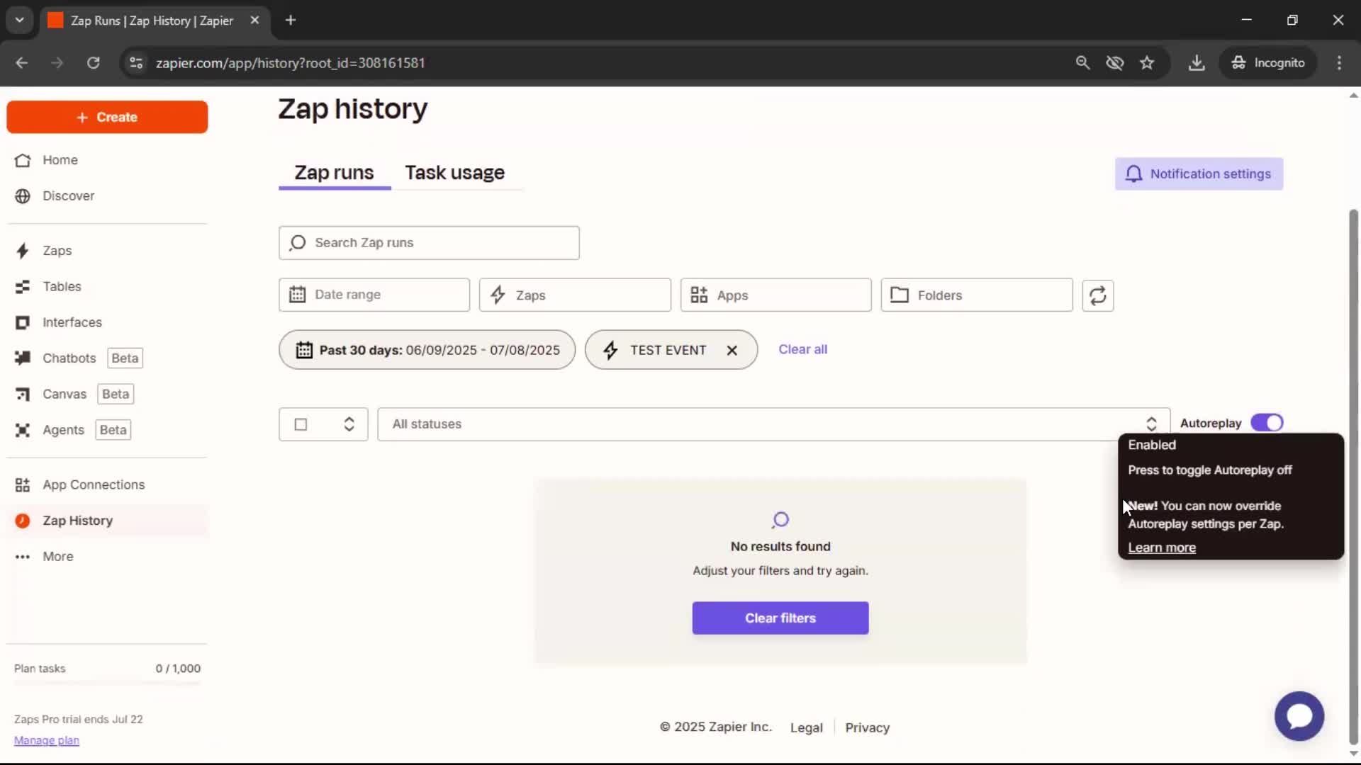 Creating an automation workflow screenshot