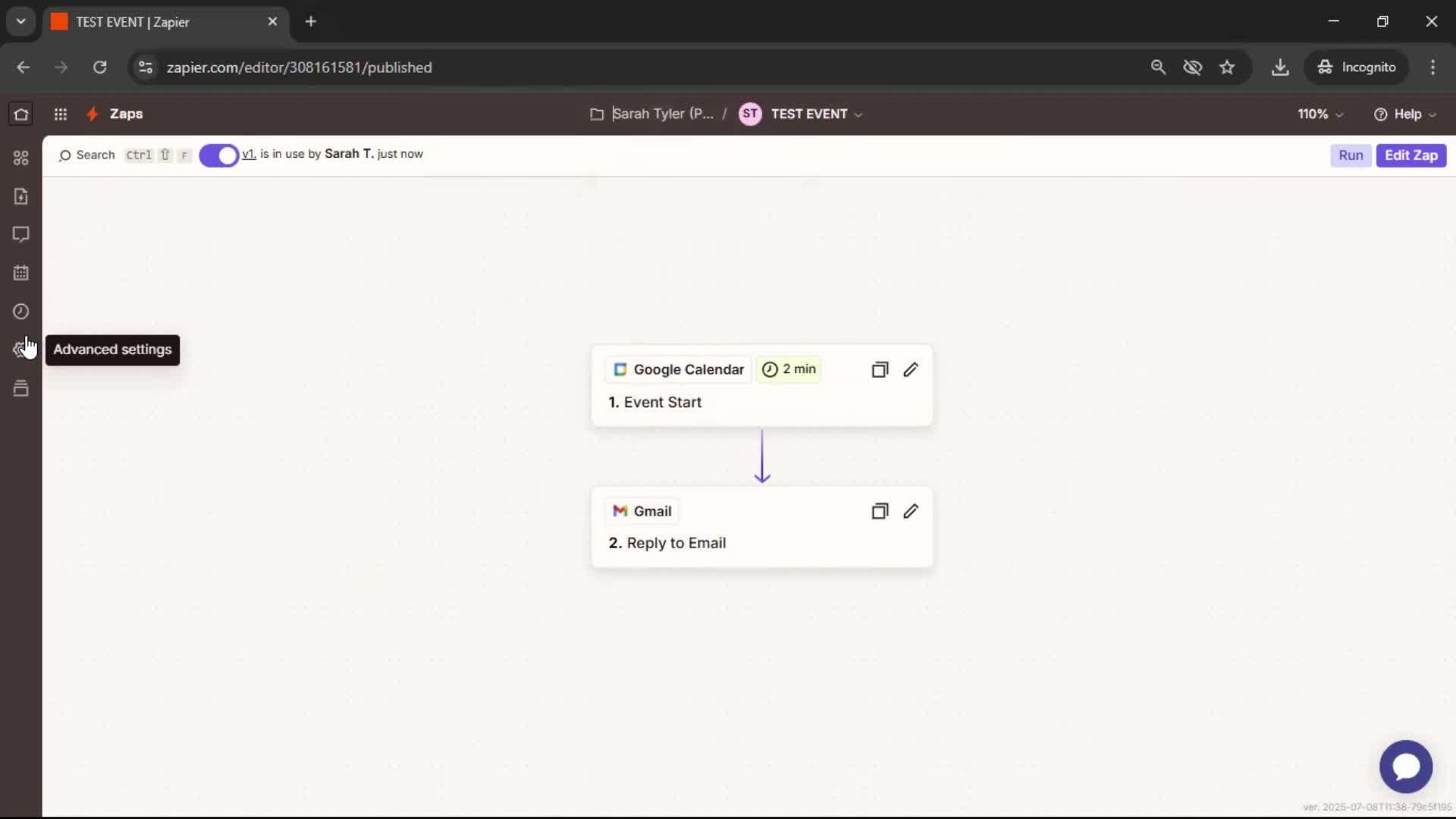 Creating an automation workflow screenshot