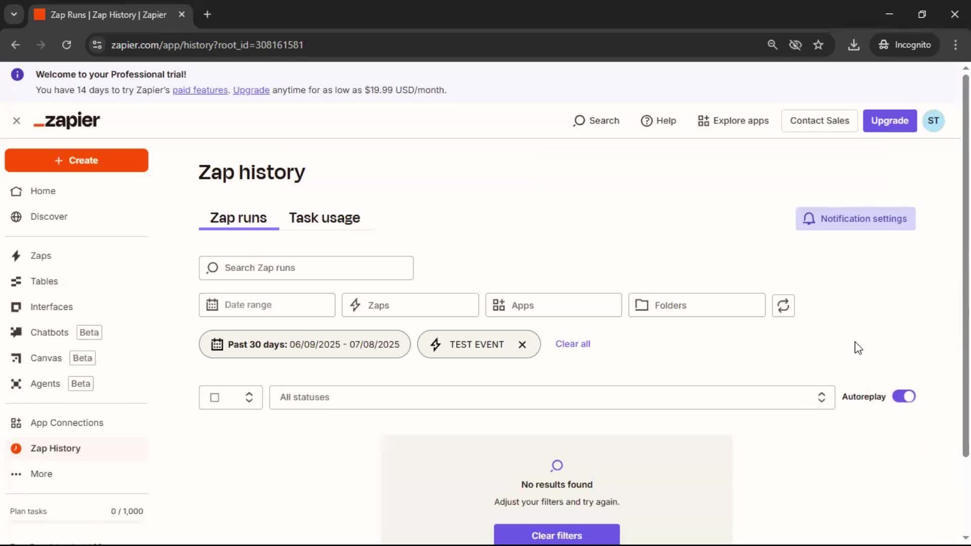 Creating an automation workflow screenshot