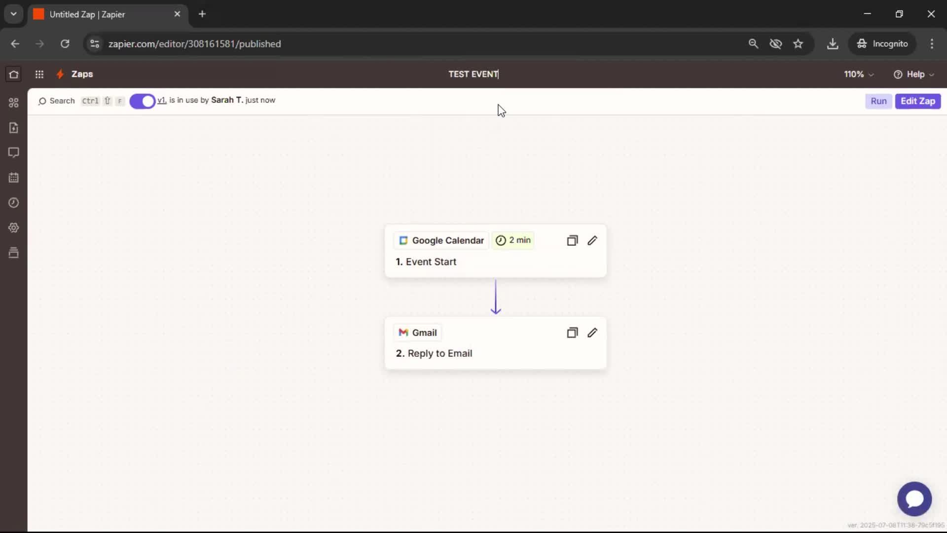 Creating an automation workflow screenshot
