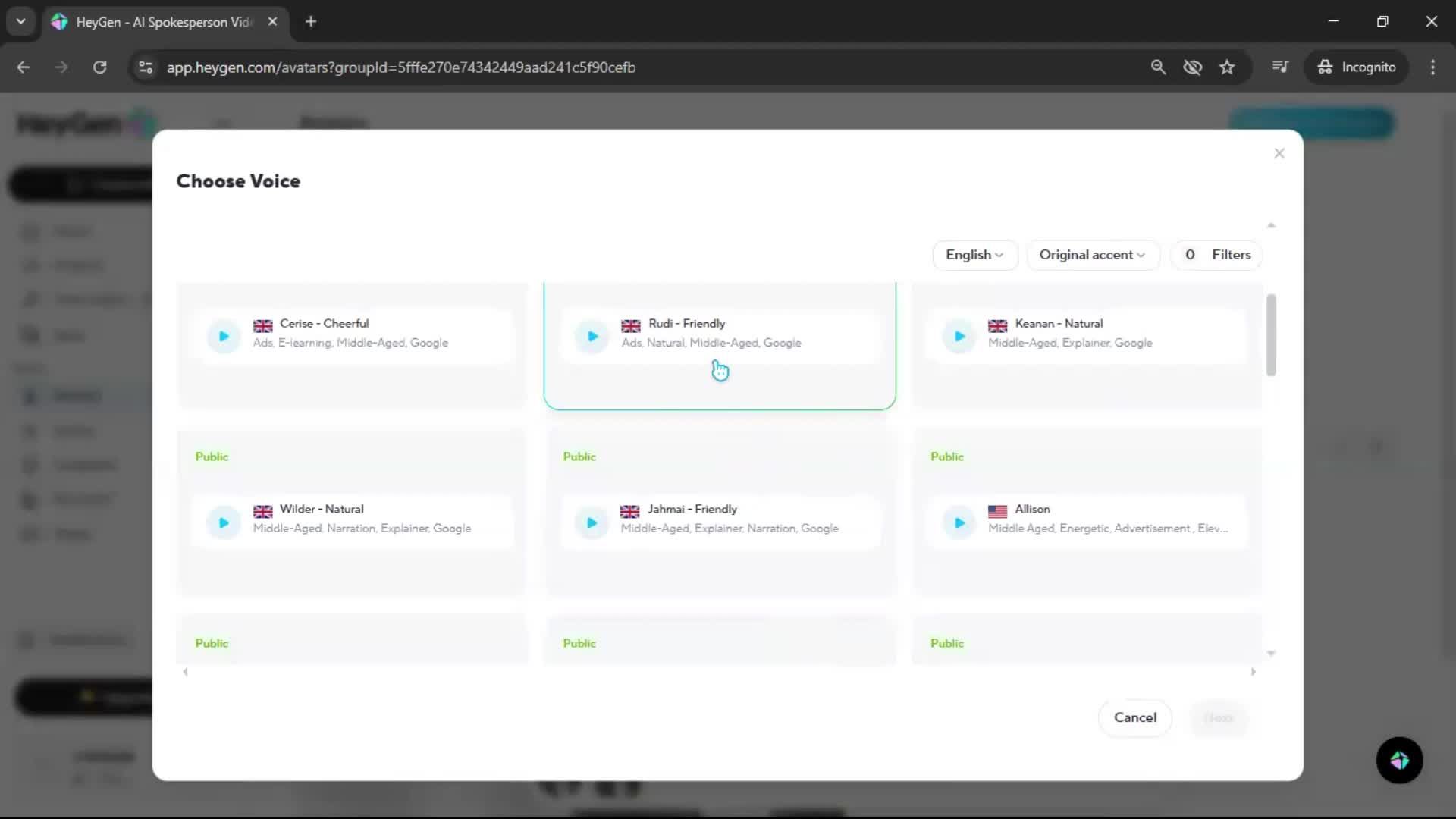 Creating an avatar screenshot