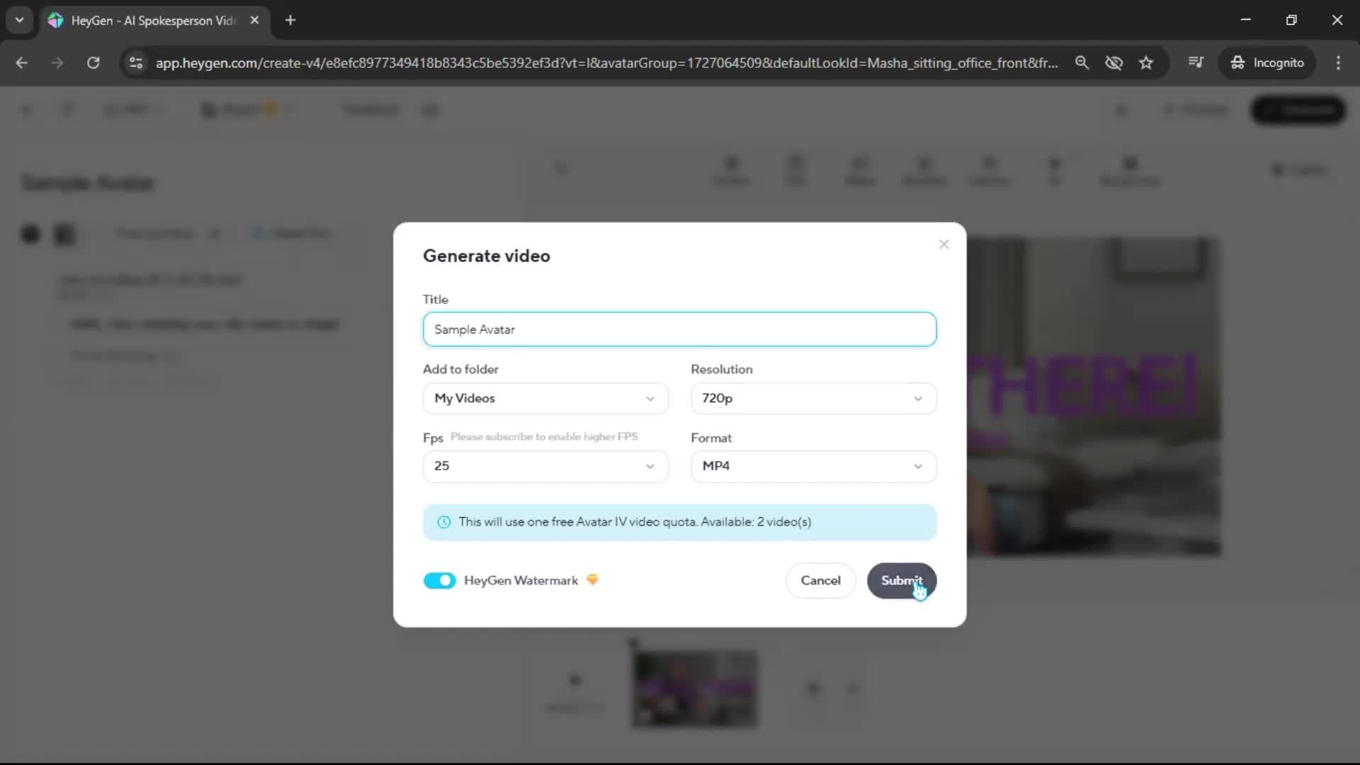 Creating an avatar screenshot