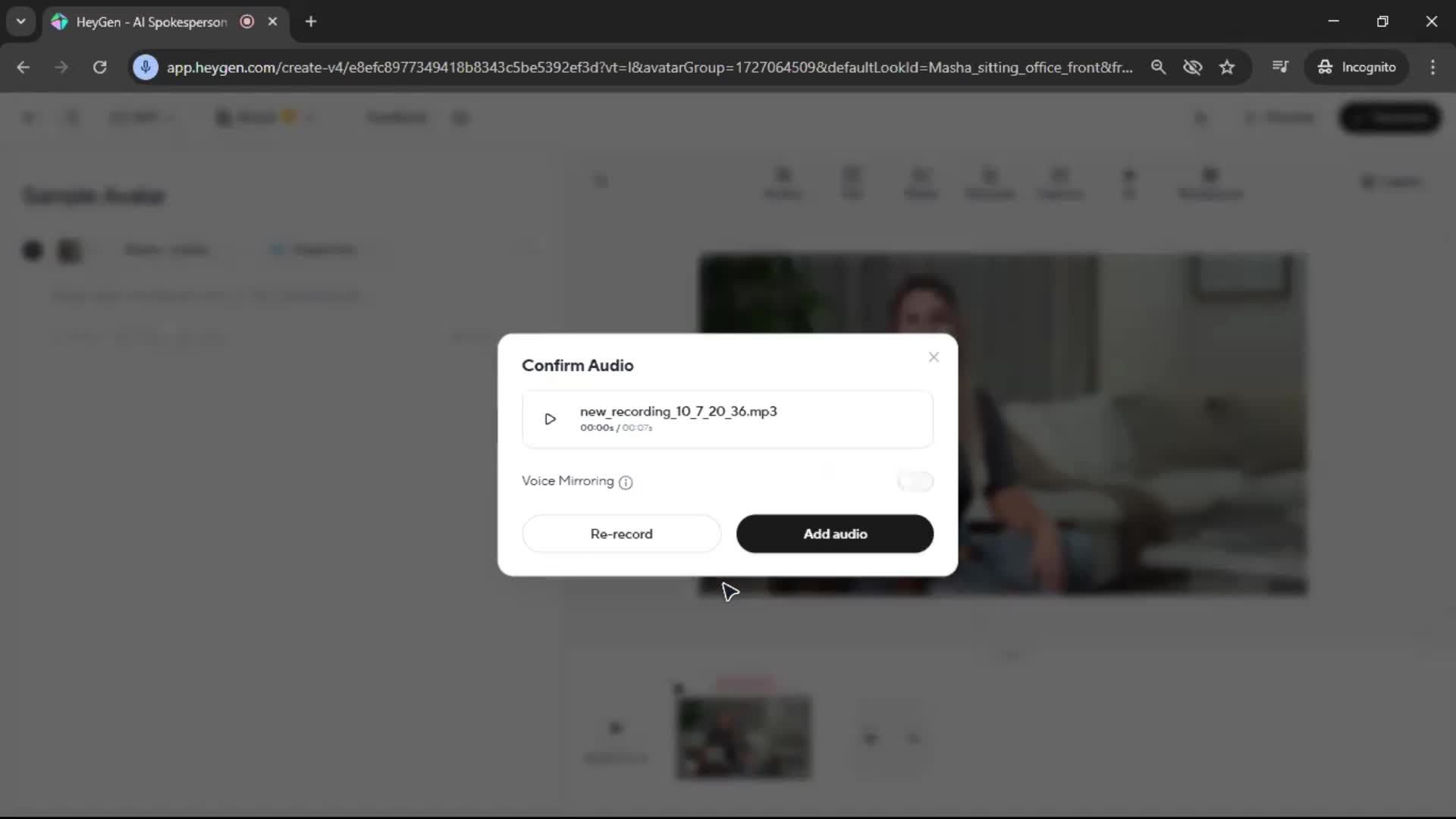 Creating an avatar screenshot