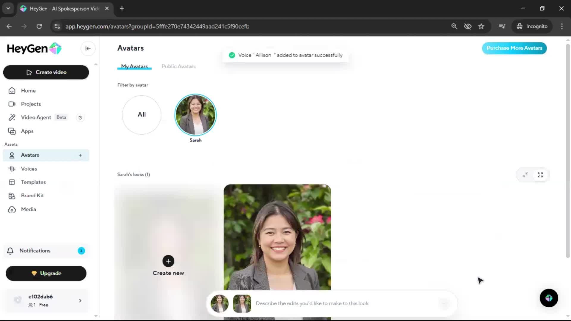 Creating an avatar screenshot