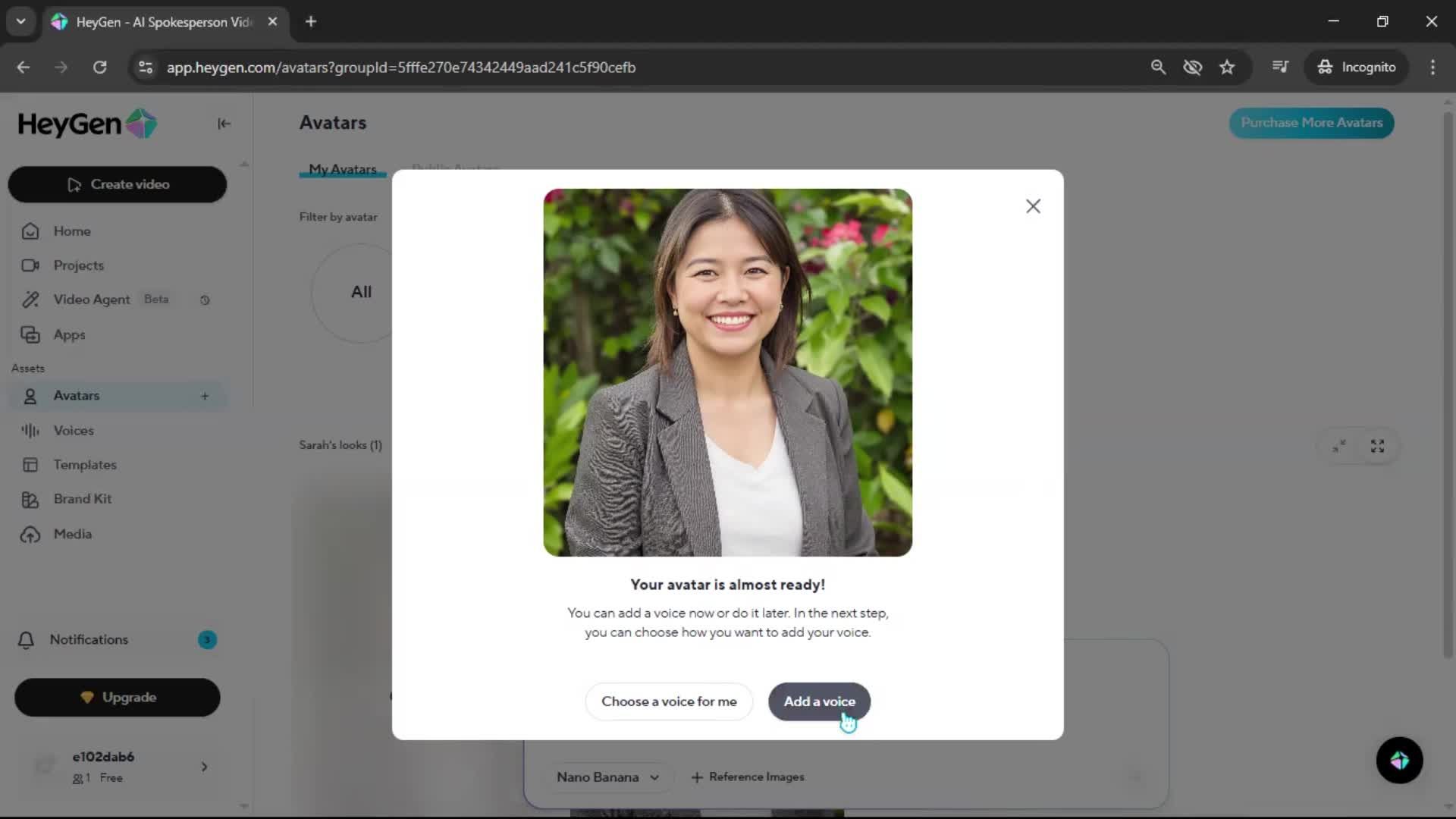 Creating an avatar screenshot