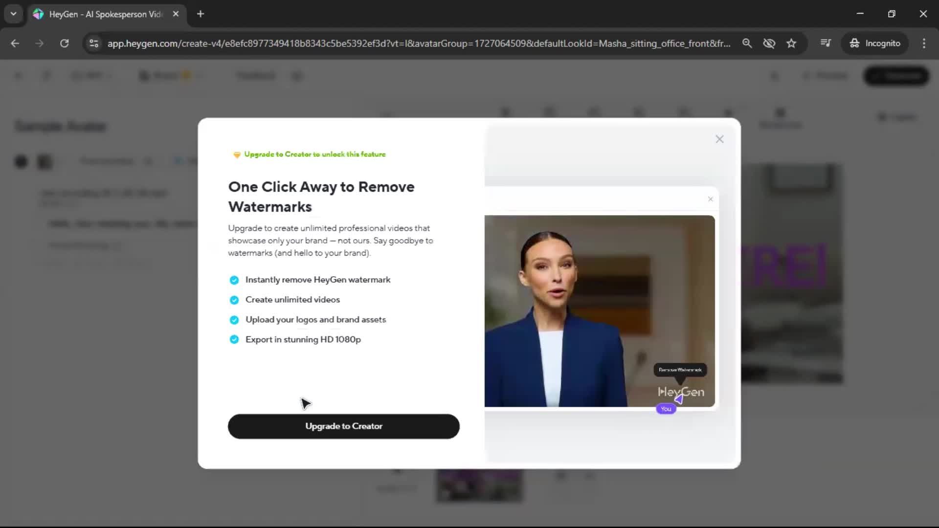 Creating an avatar screenshot