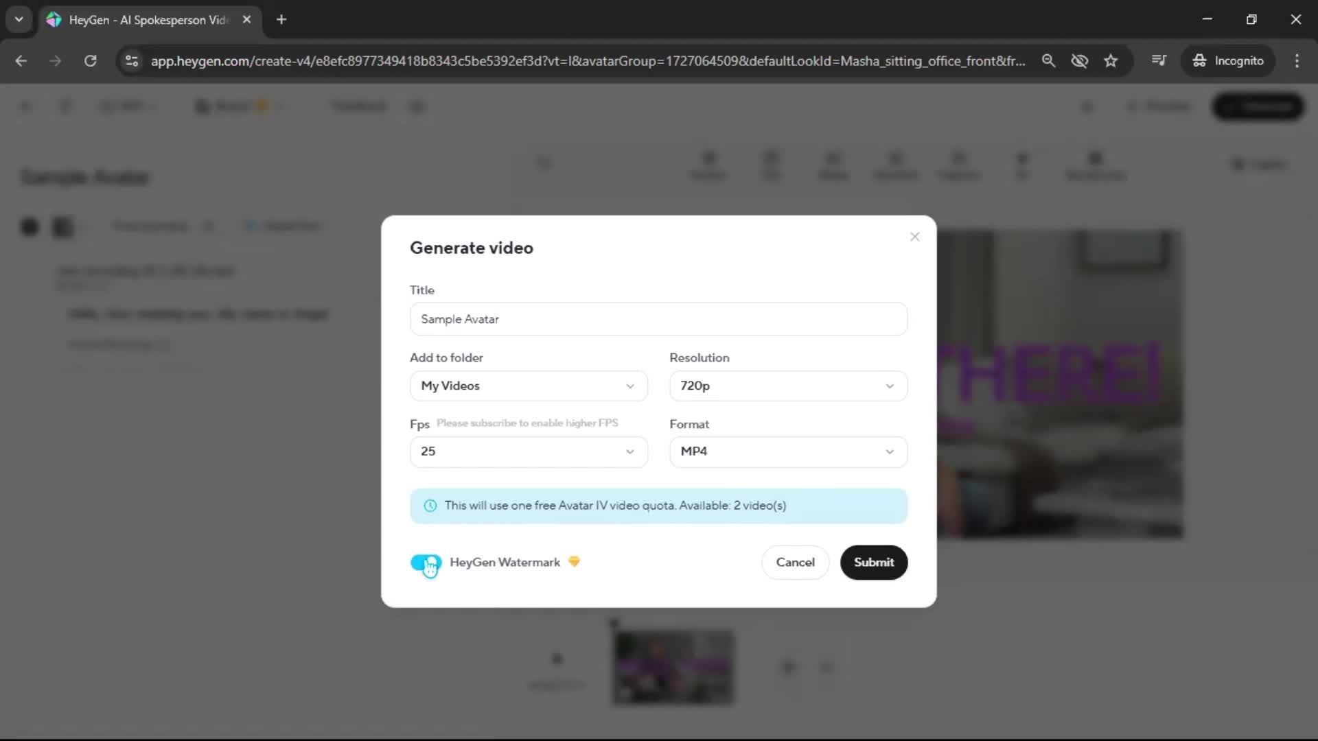 Creating an avatar screenshot
