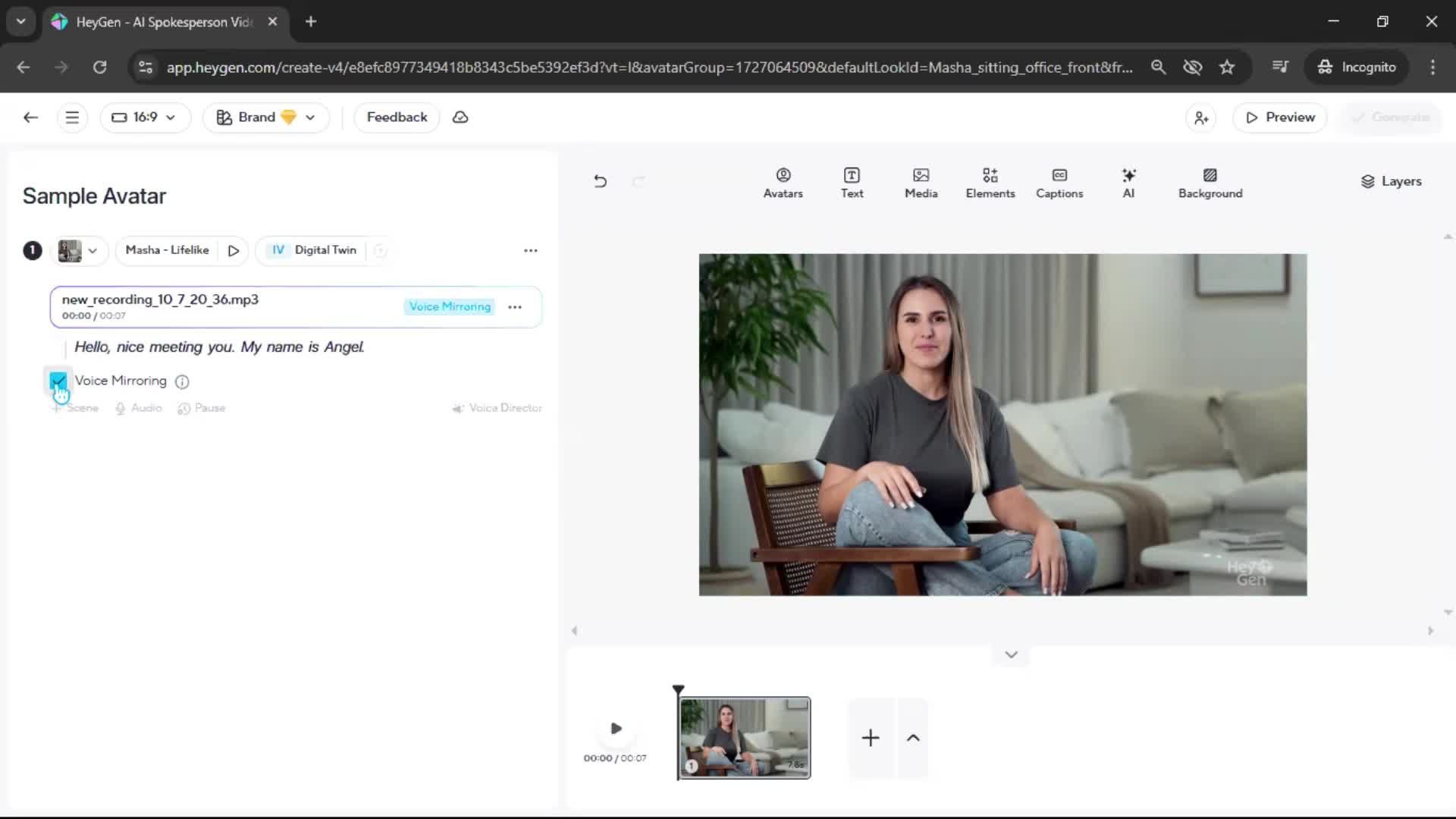 Creating an avatar screenshot
