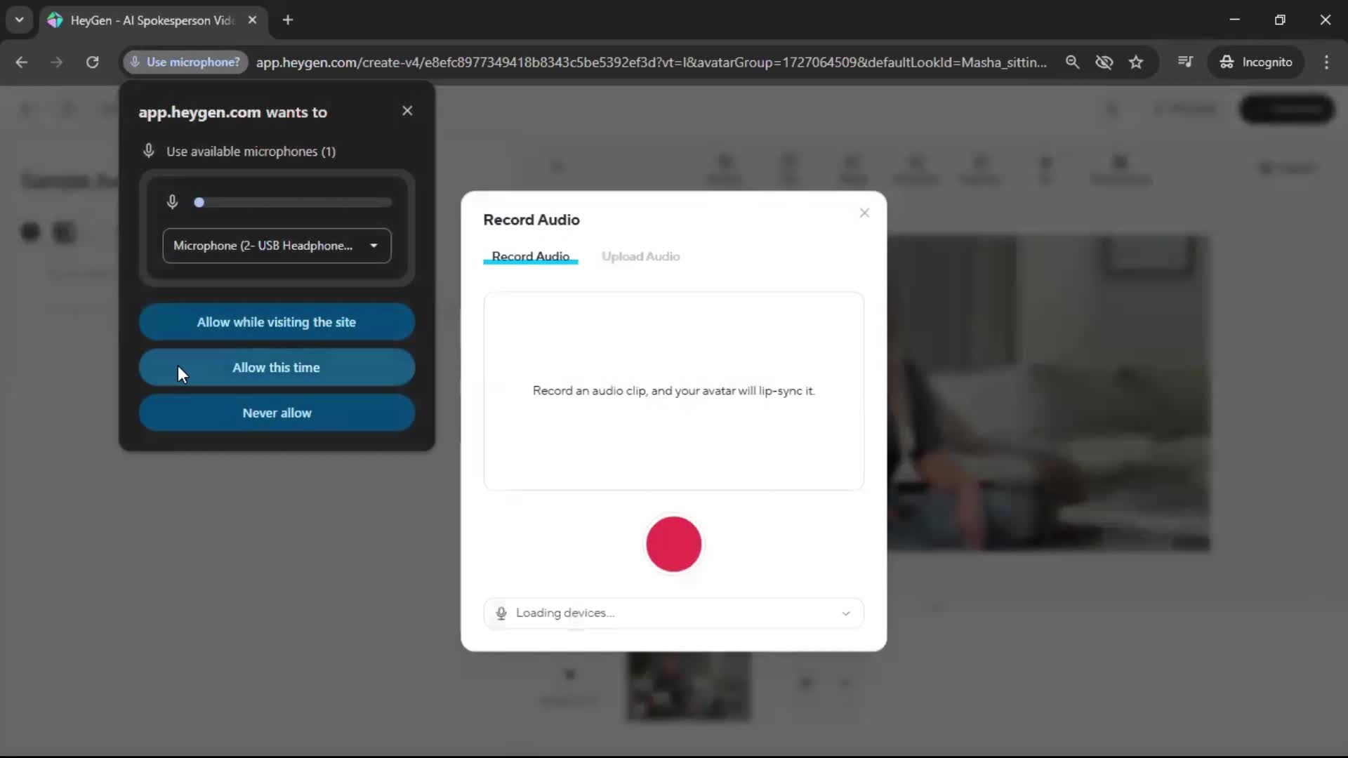 Creating an avatar screenshot