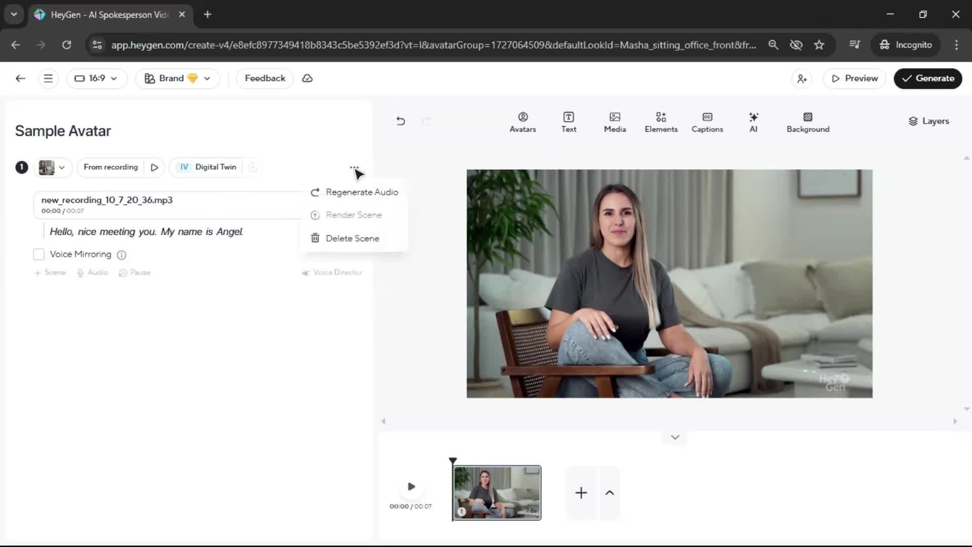 Creating an avatar screenshot