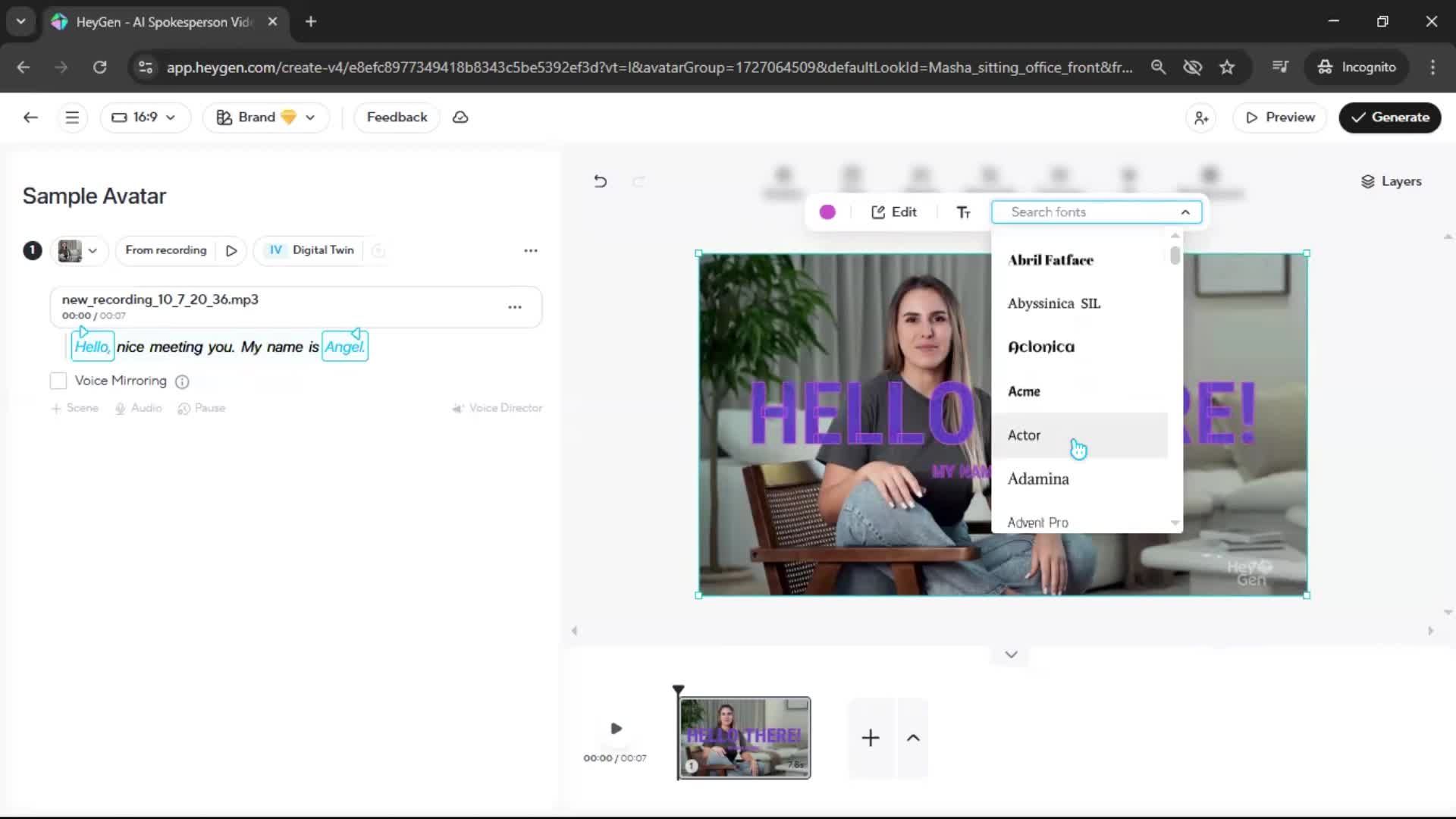 Creating an avatar screenshot