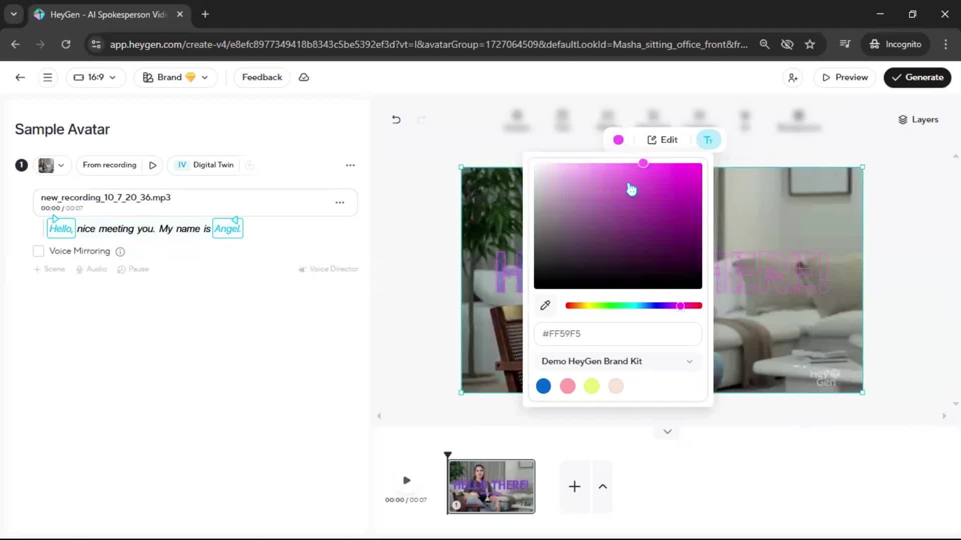 Creating an avatar screenshot