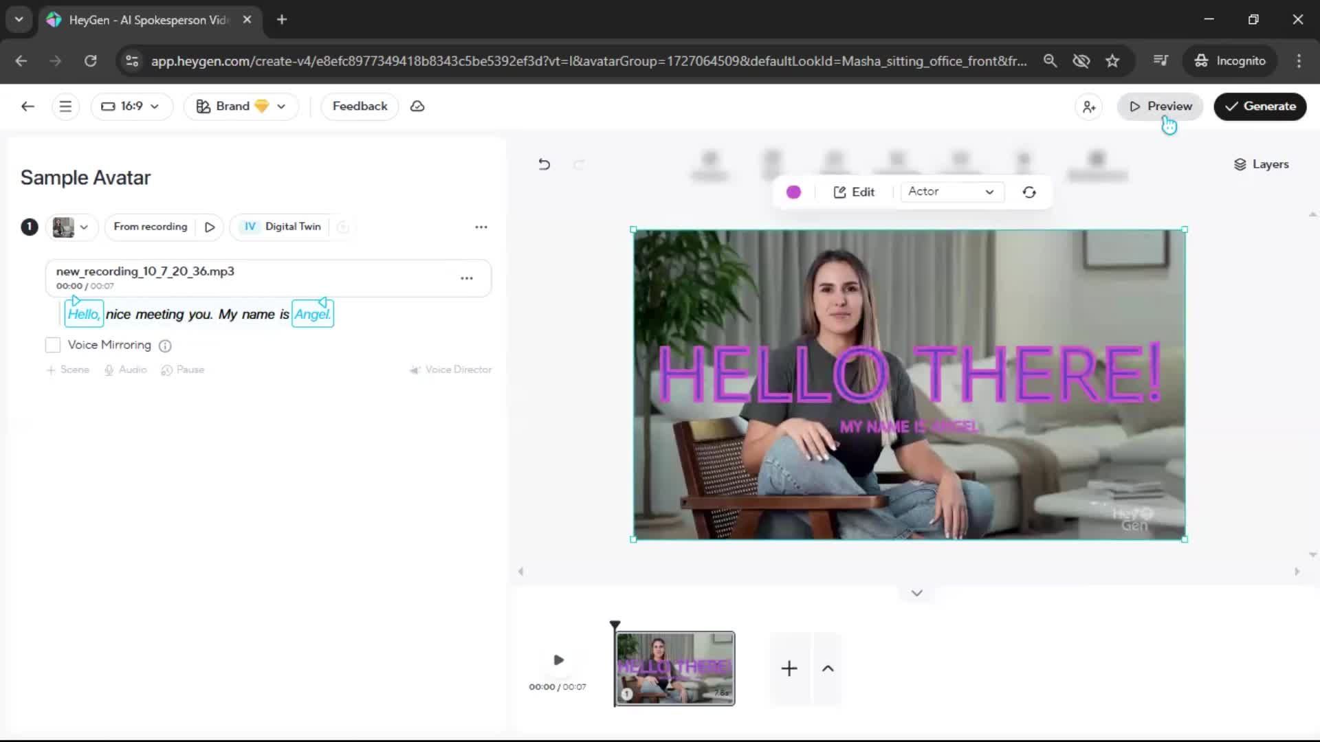 Creating an avatar screenshot