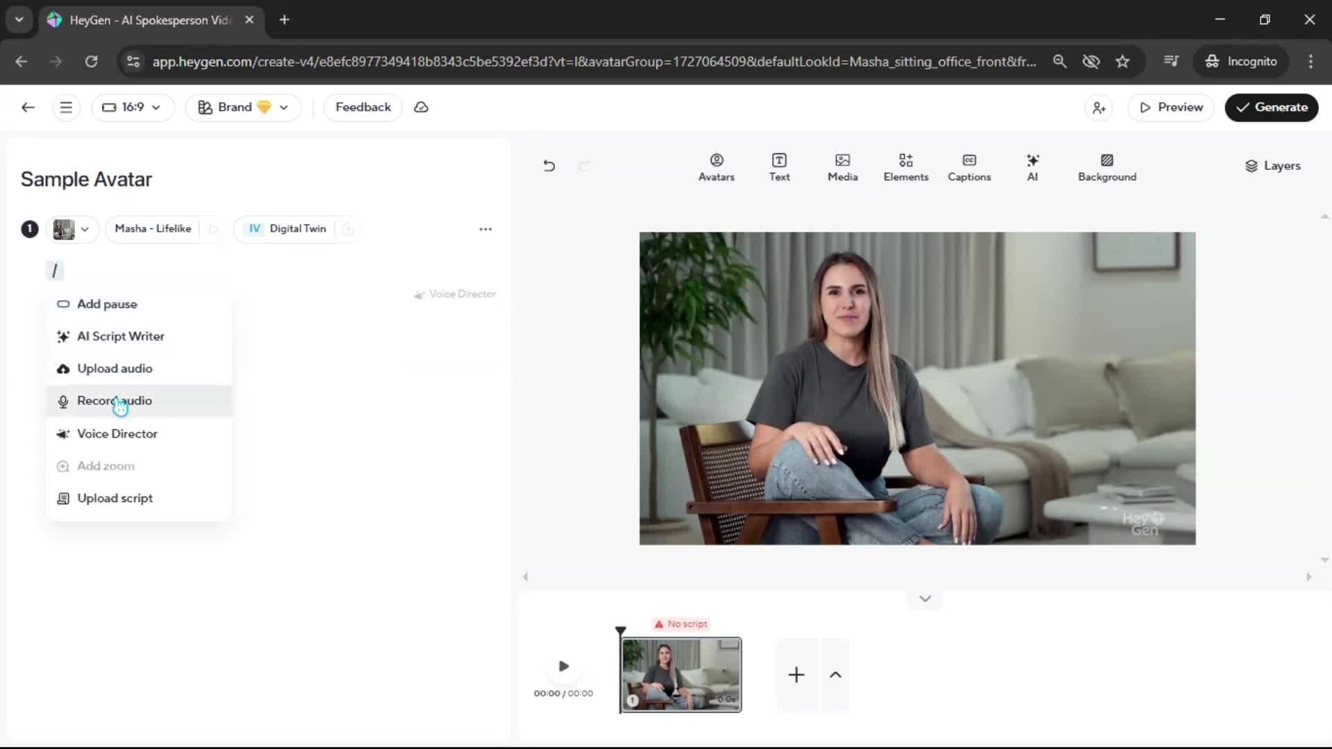 Creating an avatar screenshot