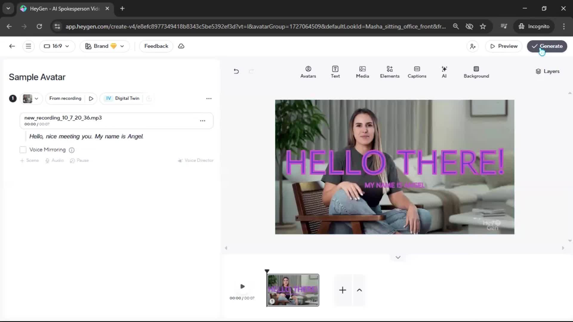 Creating an avatar screenshot