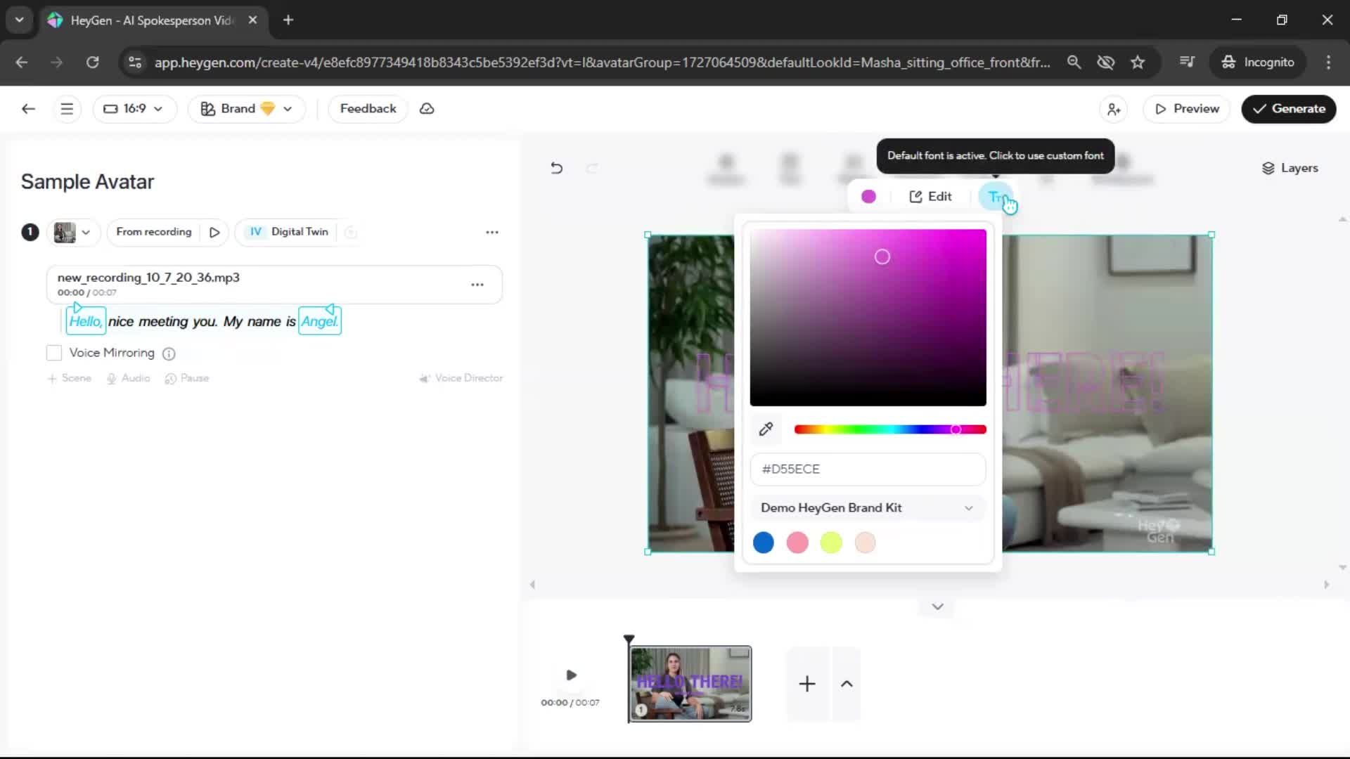 Creating an avatar screenshot