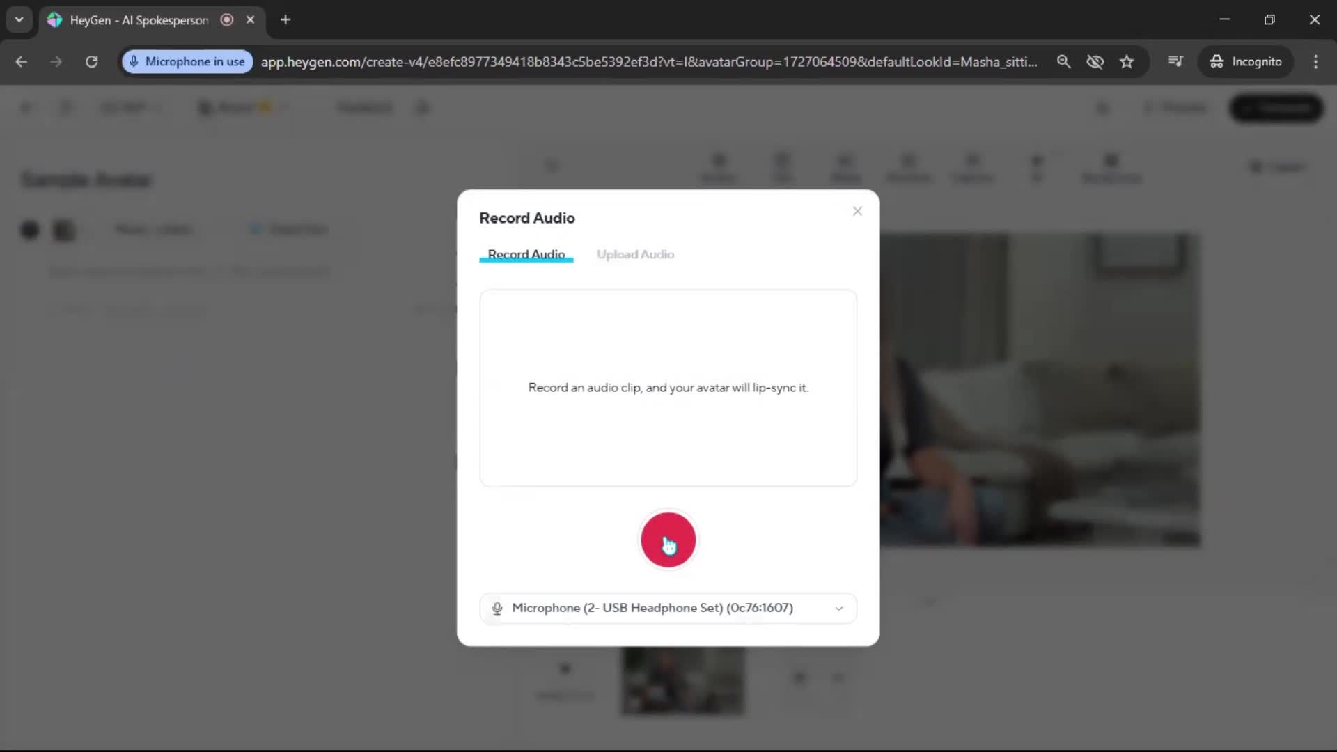 Creating an avatar screenshot
