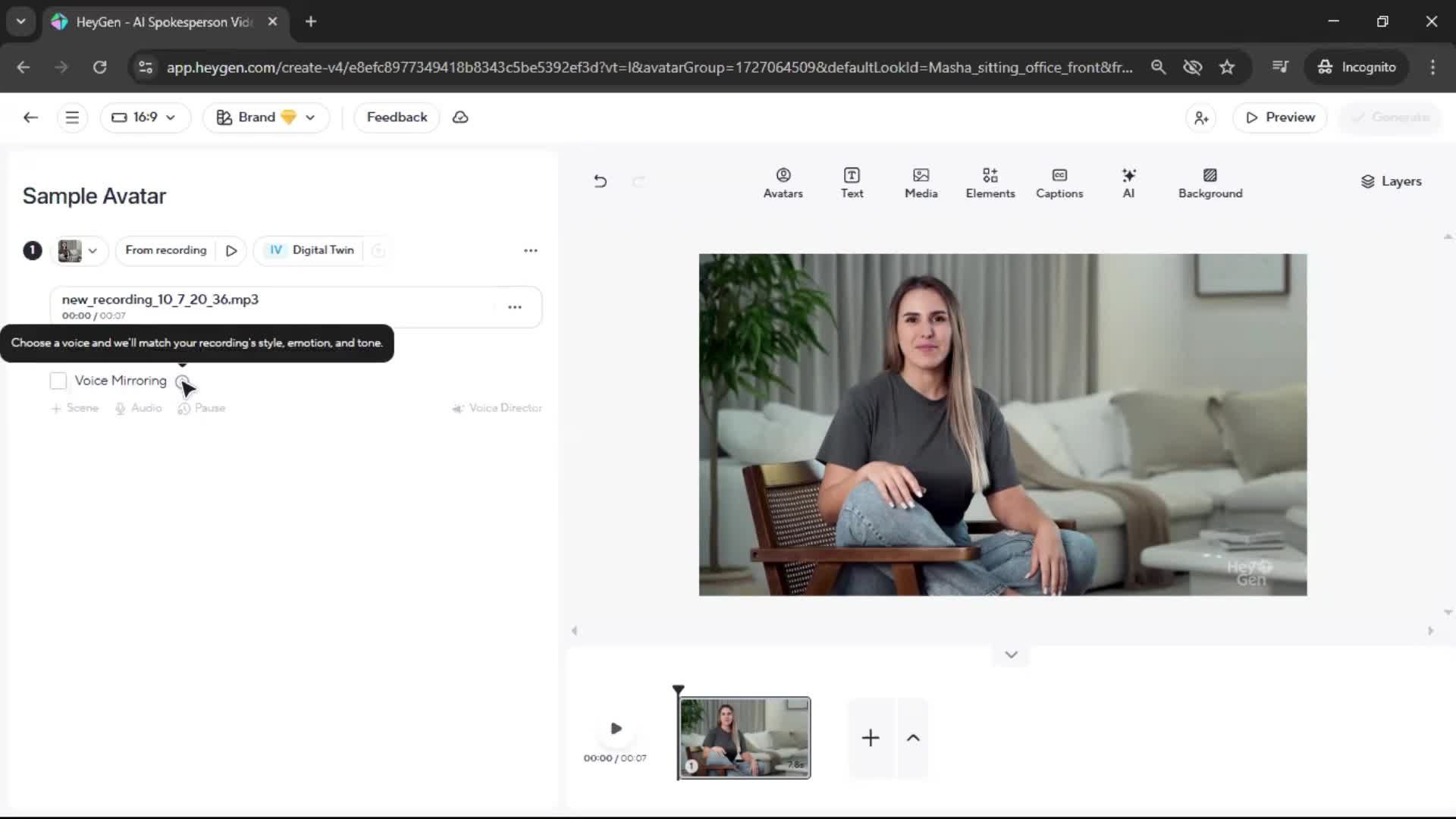 Creating an avatar screenshot