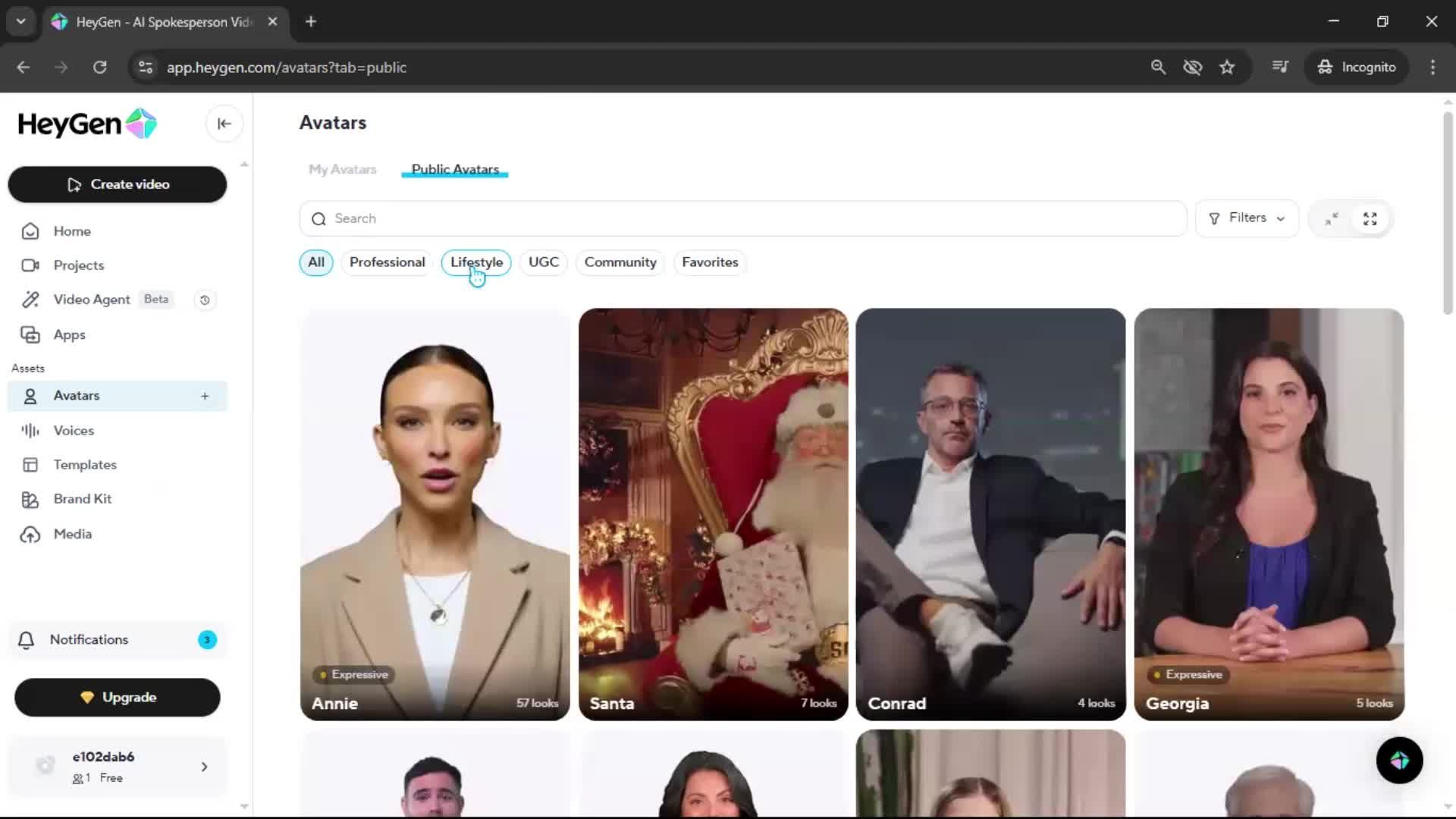 Creating an avatar screenshot