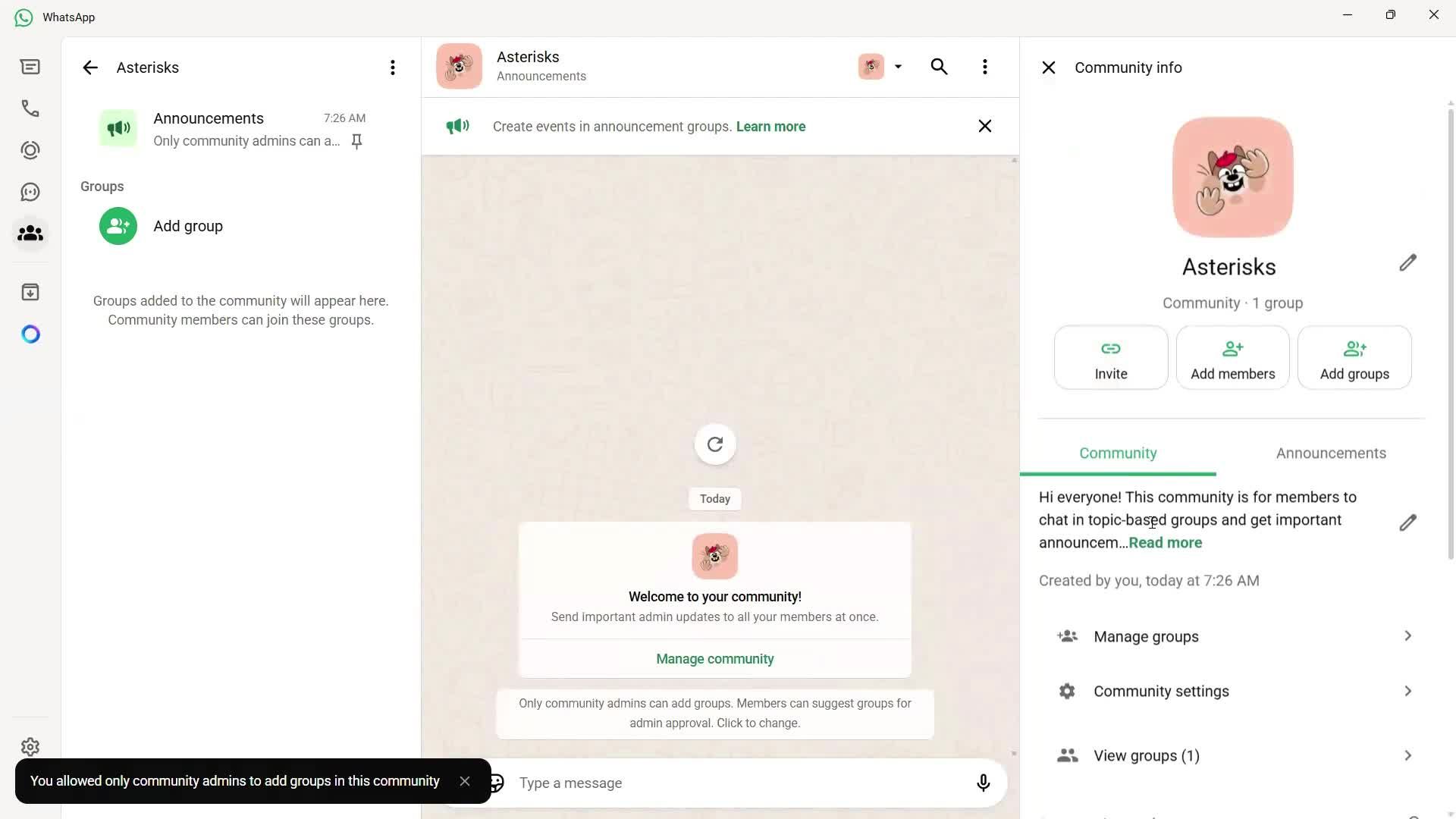 Creating a community screenshot