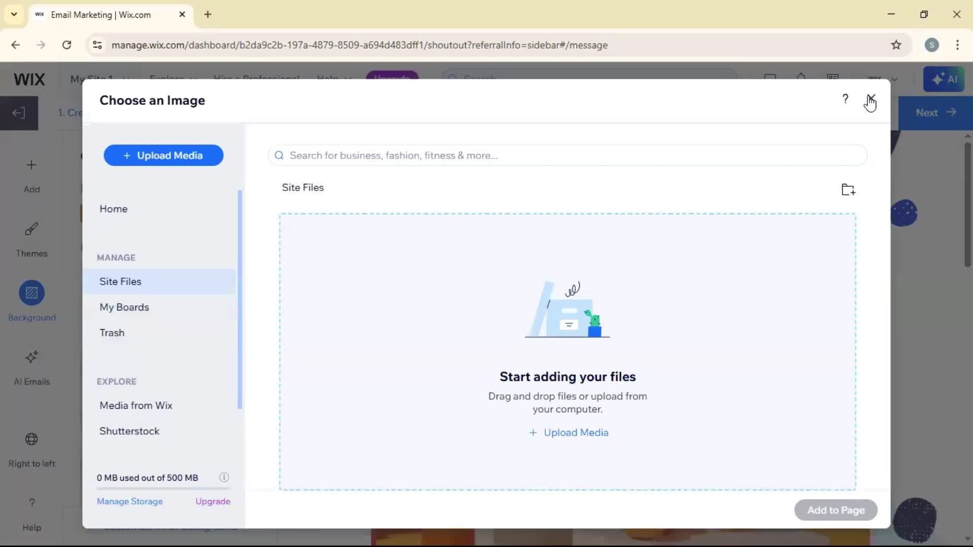 Creating an email campaign screenshot