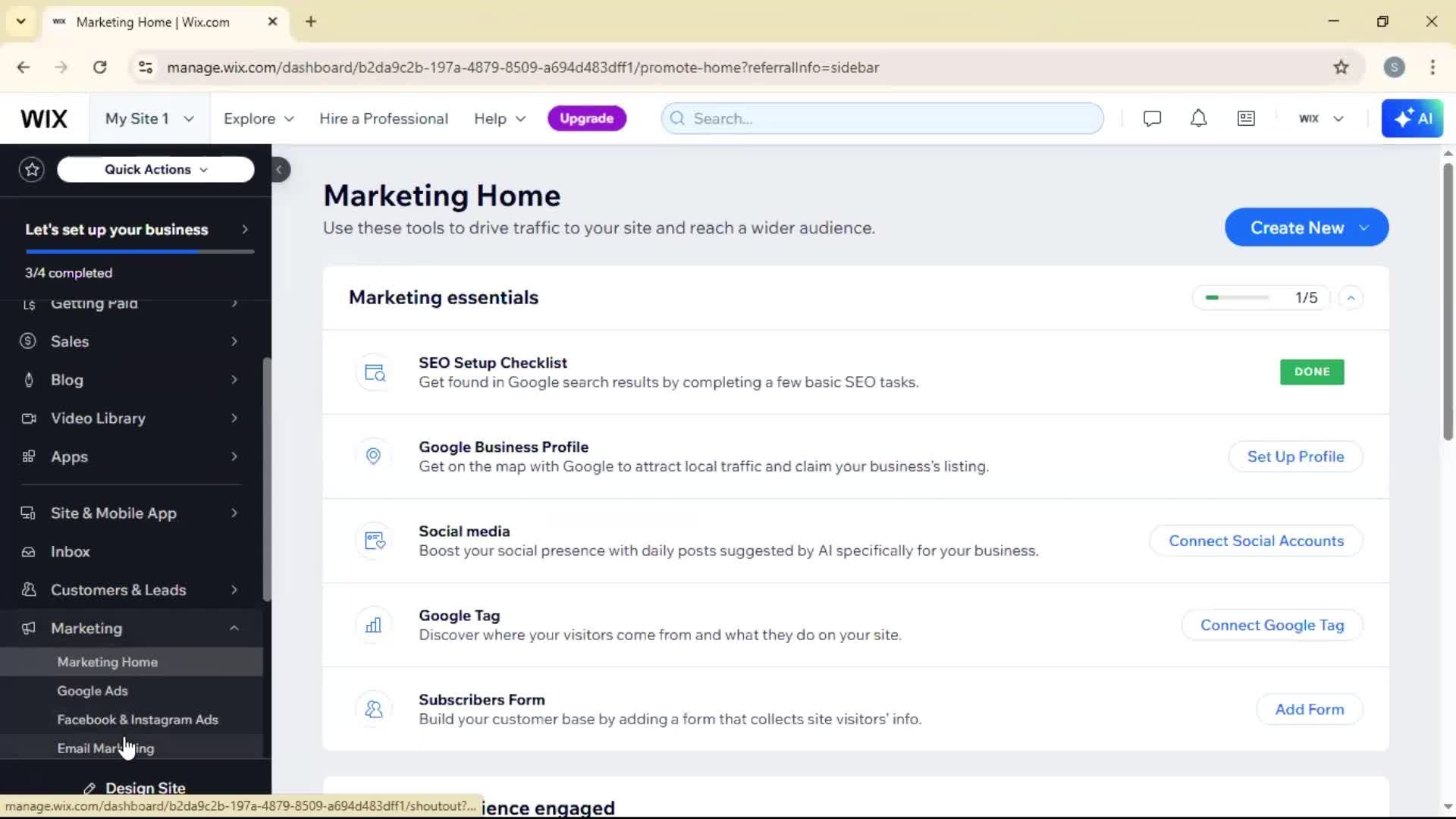 Creating an email campaign screenshot