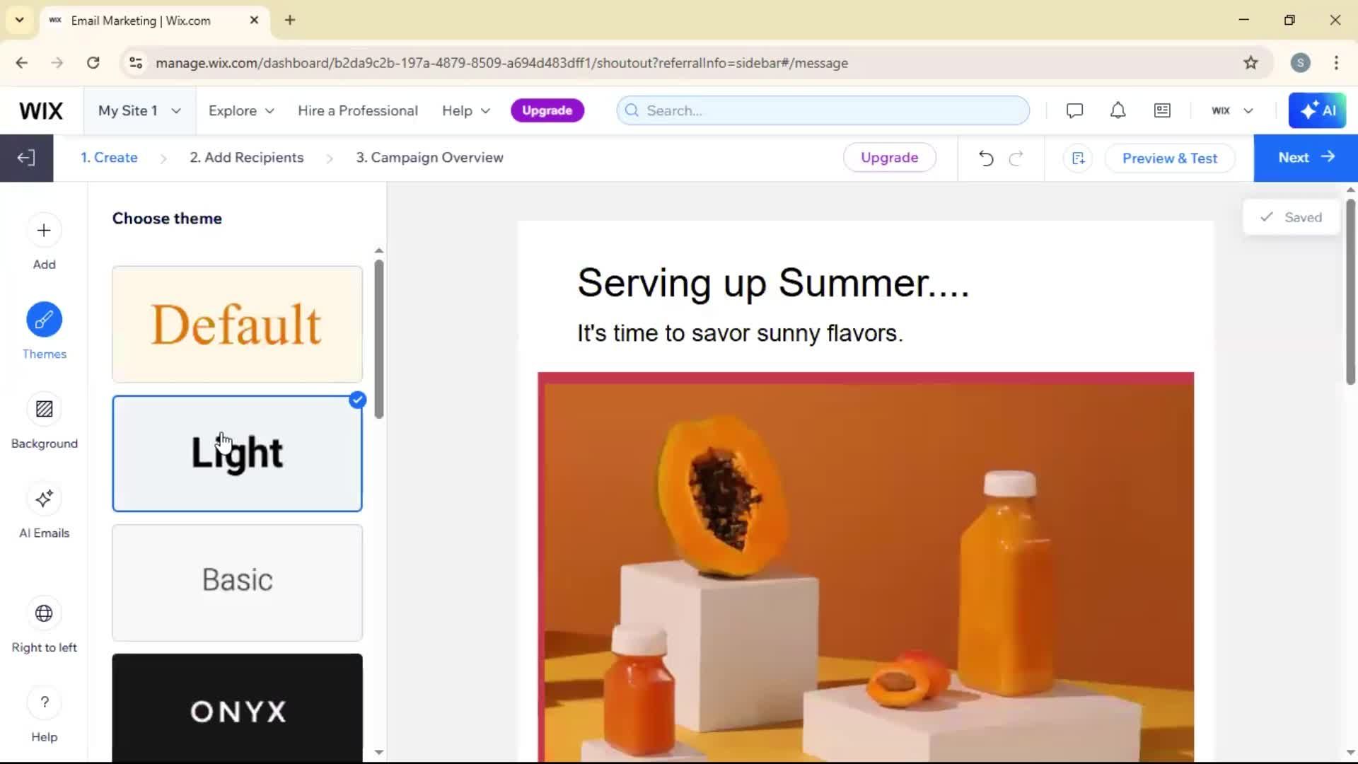 Creating an email campaign screenshot