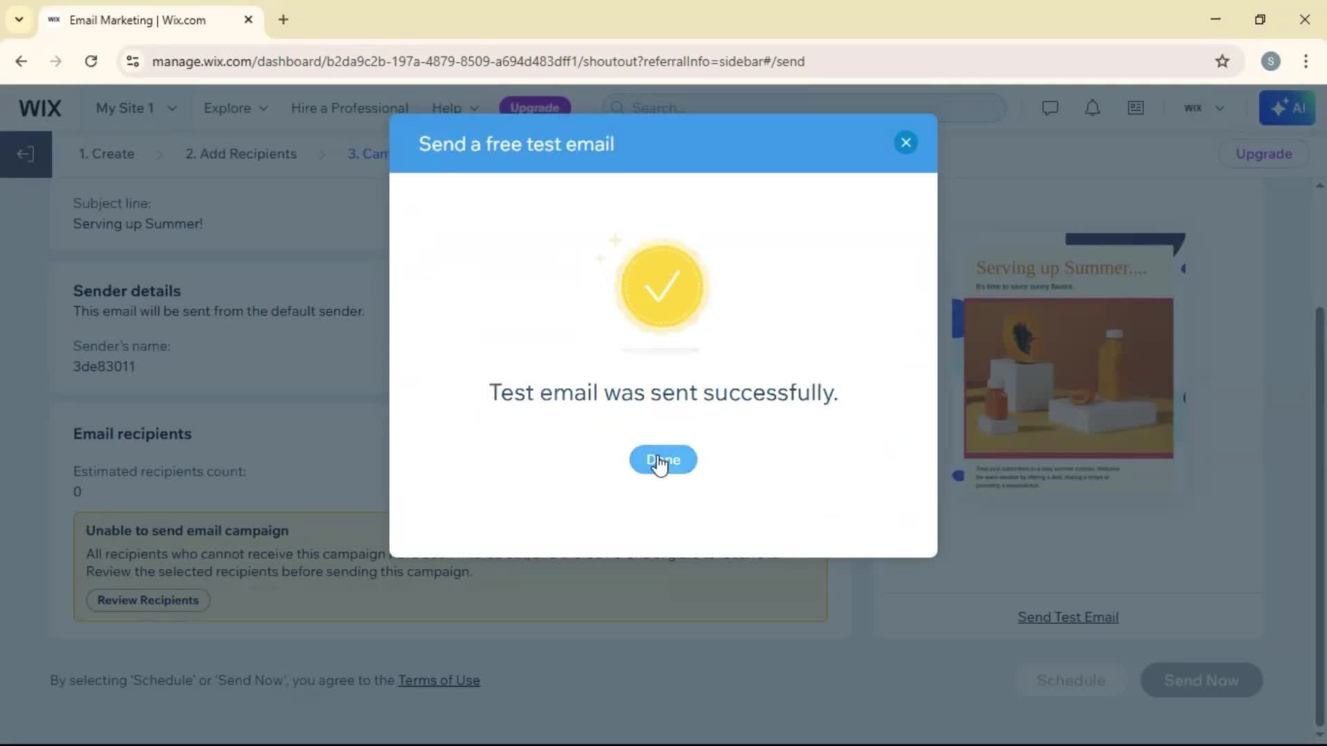 Creating an email campaign screenshot