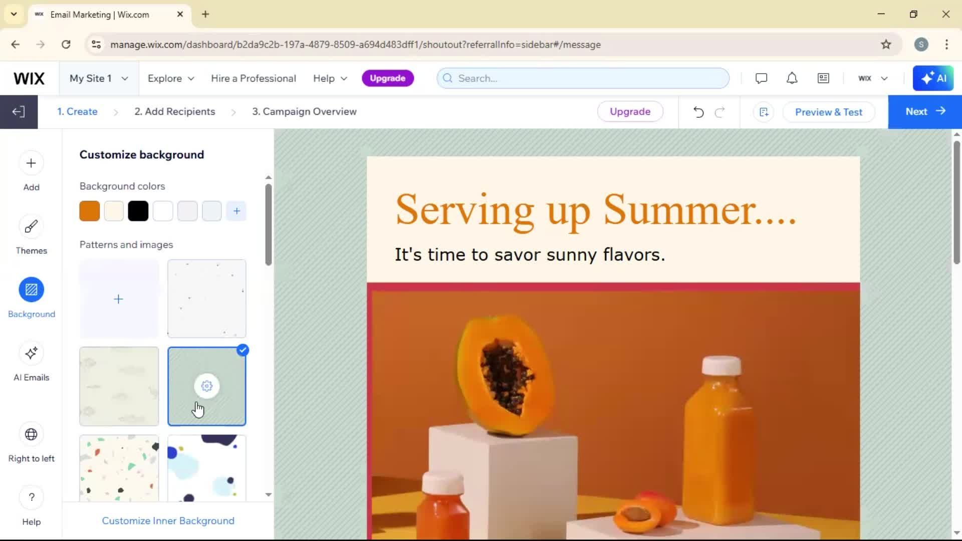 Creating an email campaign screenshot