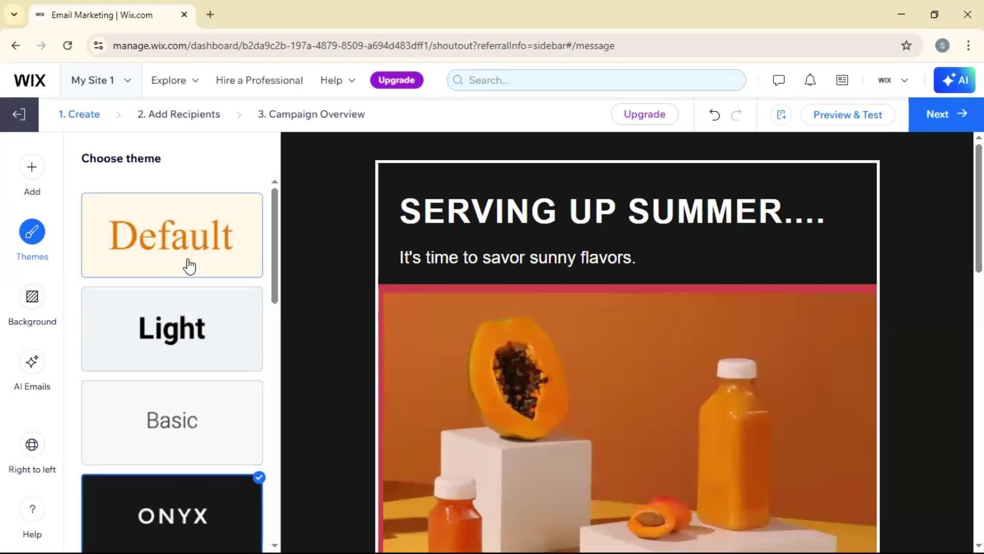 Creating an email campaign screenshot