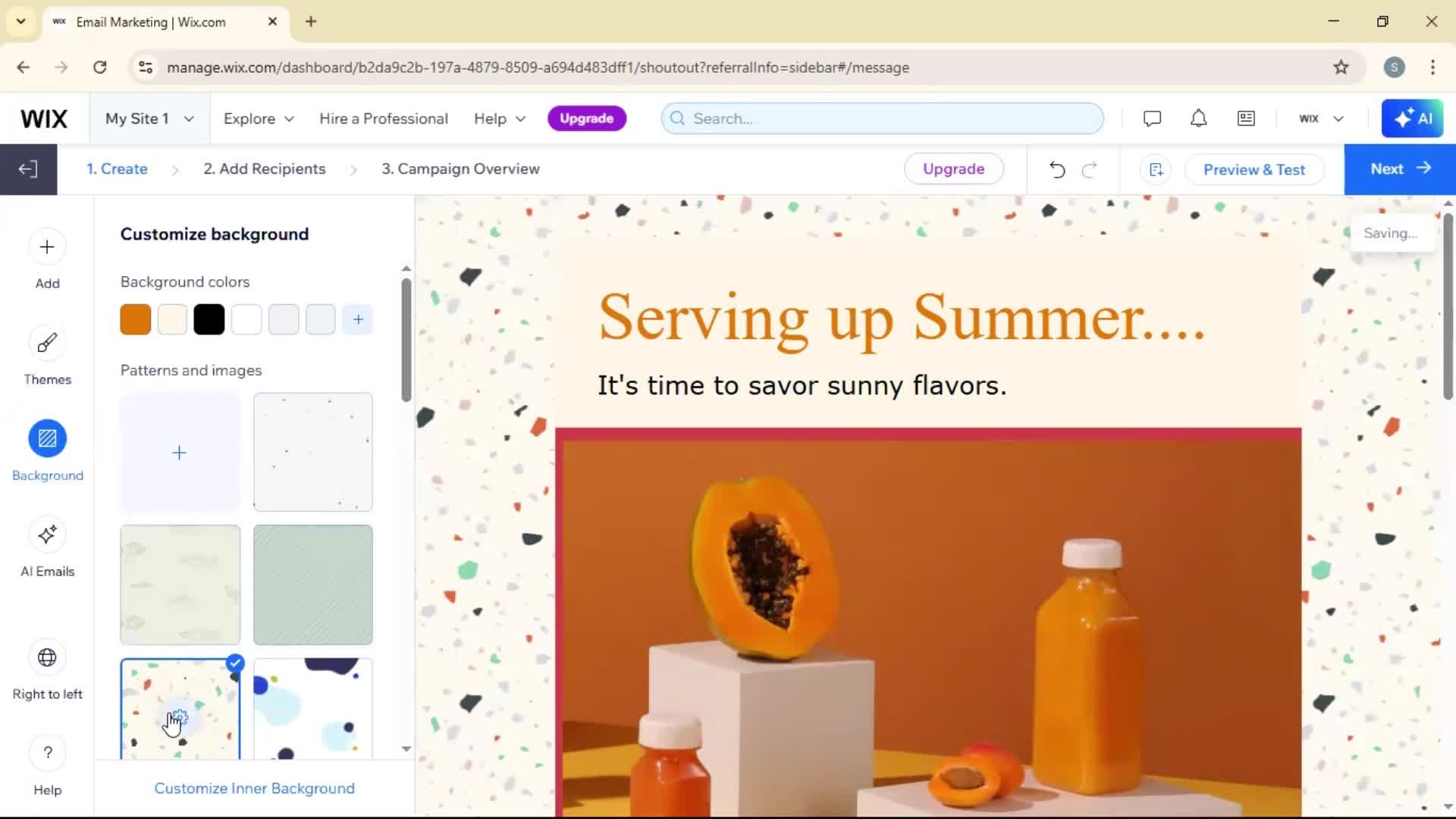 Creating an email campaign screenshot
