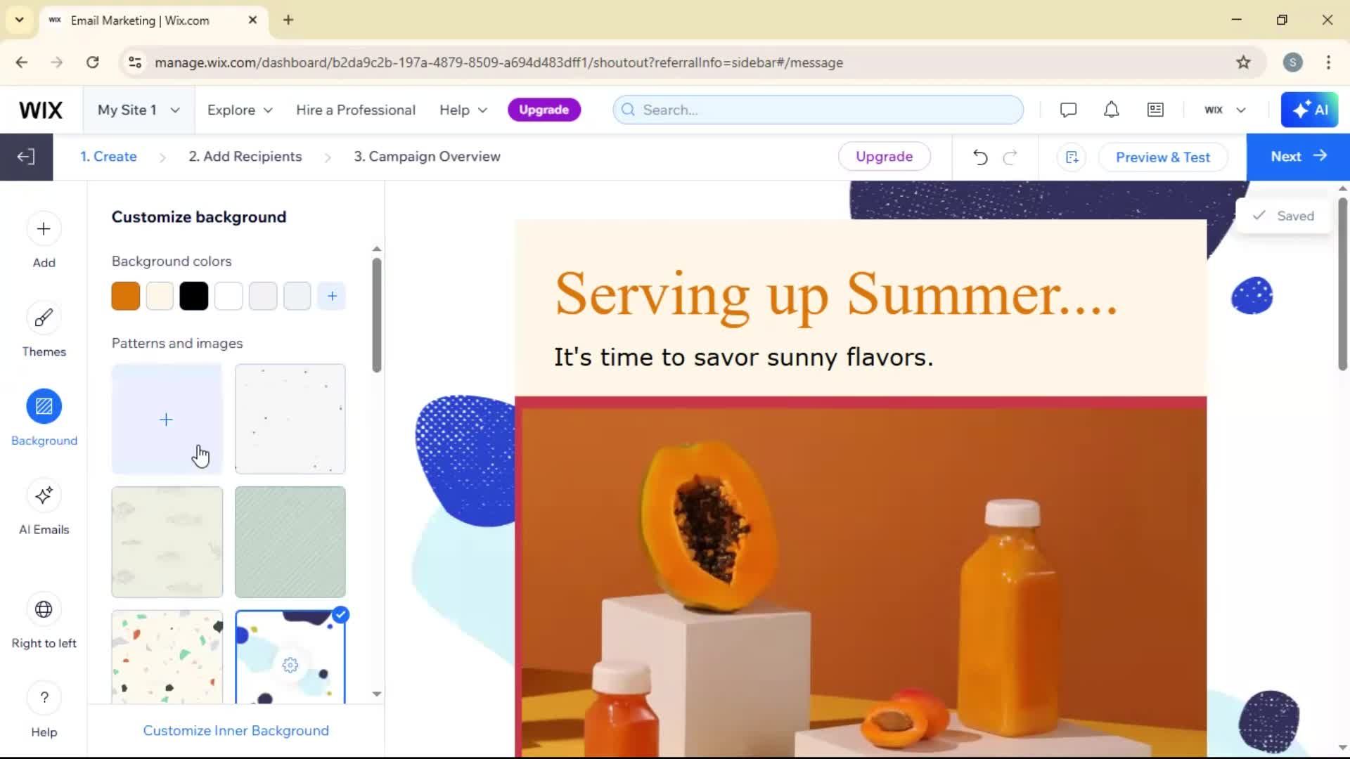 Creating an email campaign screenshot