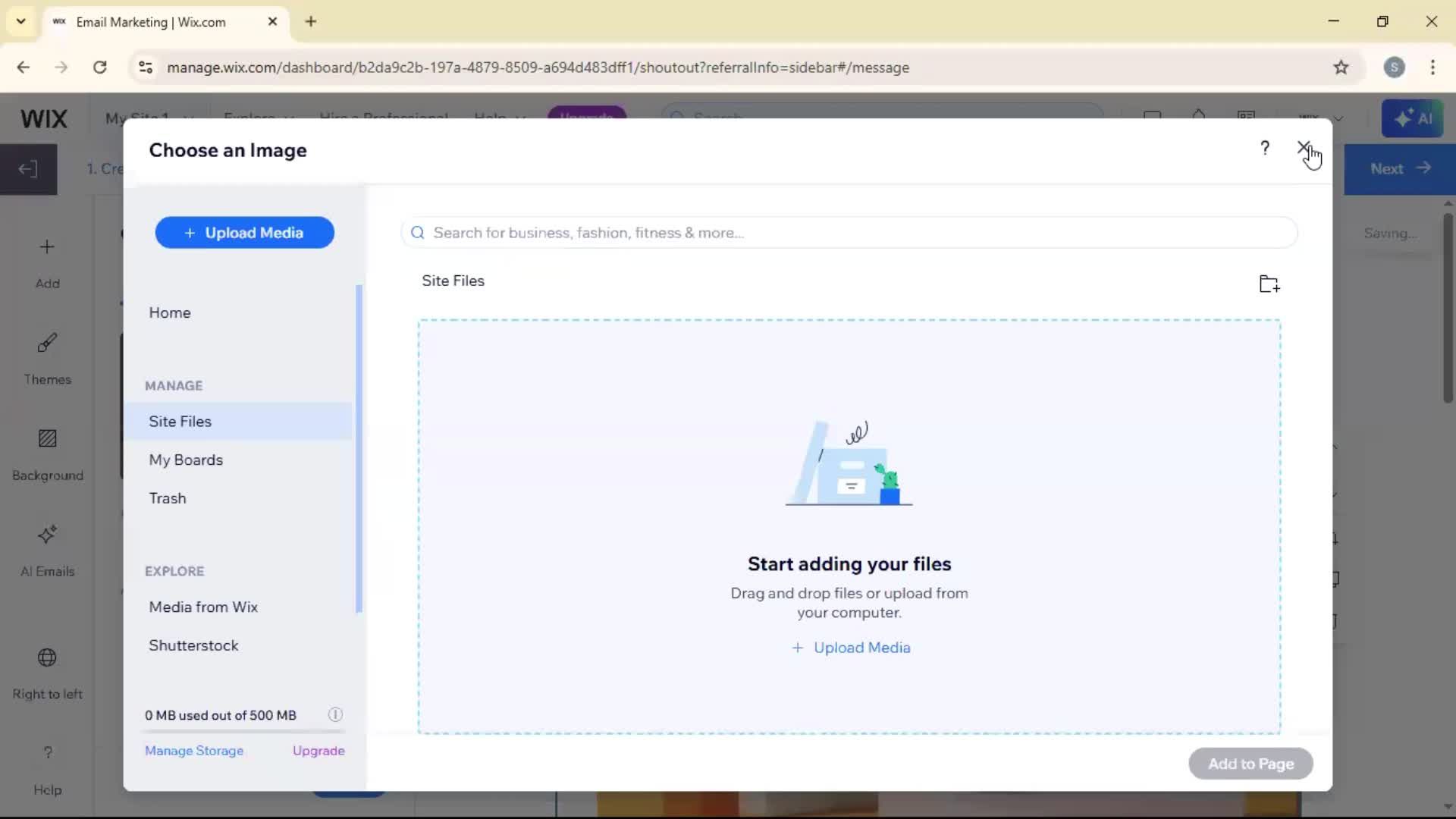 Creating an email campaign screenshot