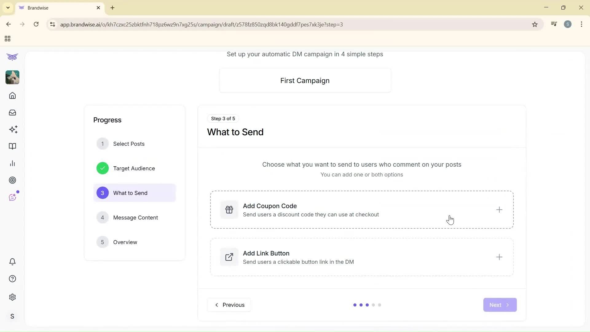 Creating a campaign screenshot