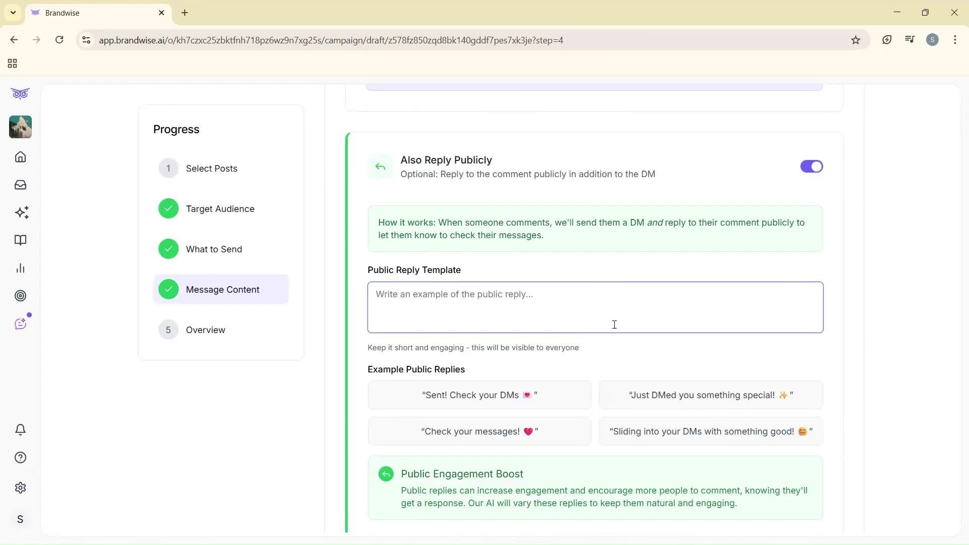 Creating a campaign screenshot