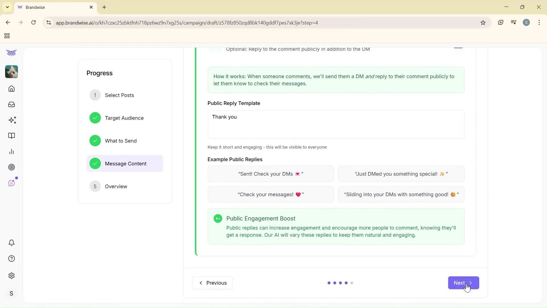 Creating a campaign screenshot